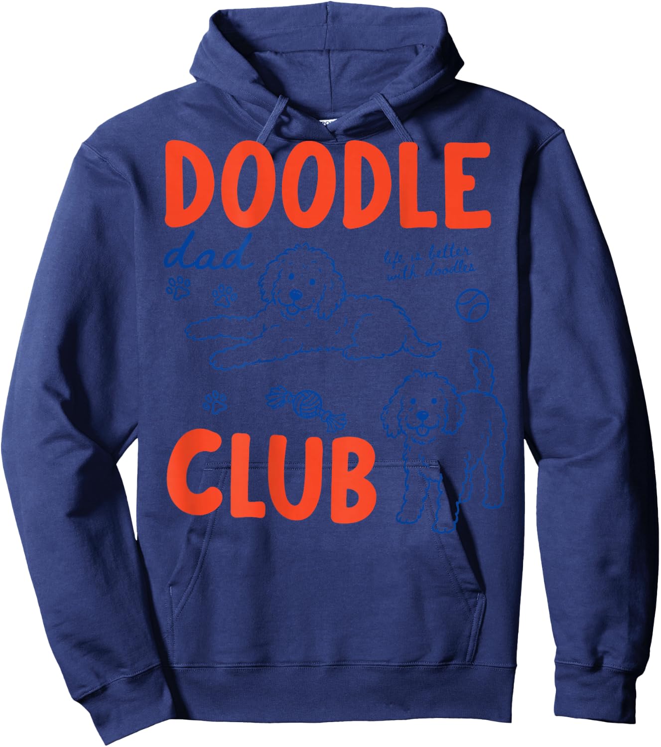 (ON Back) Doodle Dad Club Dog Dad Golden Doodle Father's Day Hoodie - Hoodie | Navy