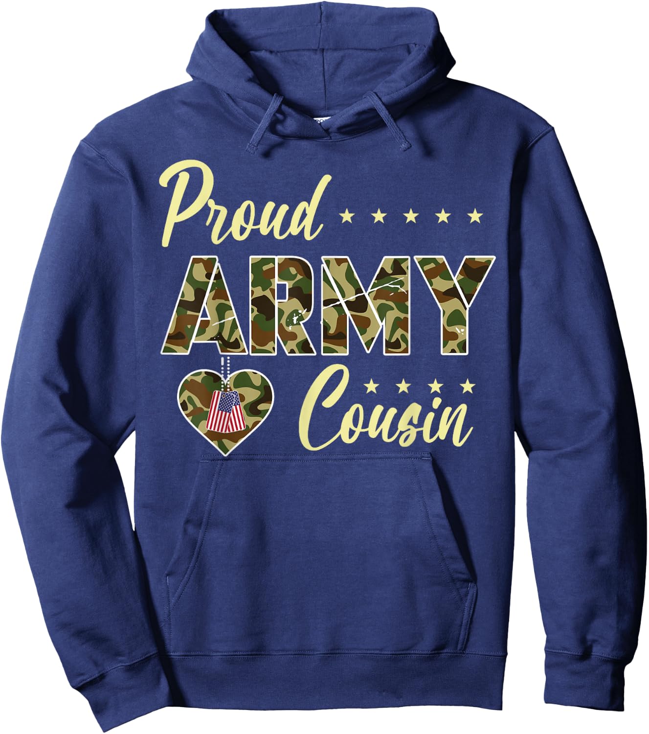 Proud Army Cousin Camouflage Soldier Family Love Military Hoodie - Hoodie | Navy