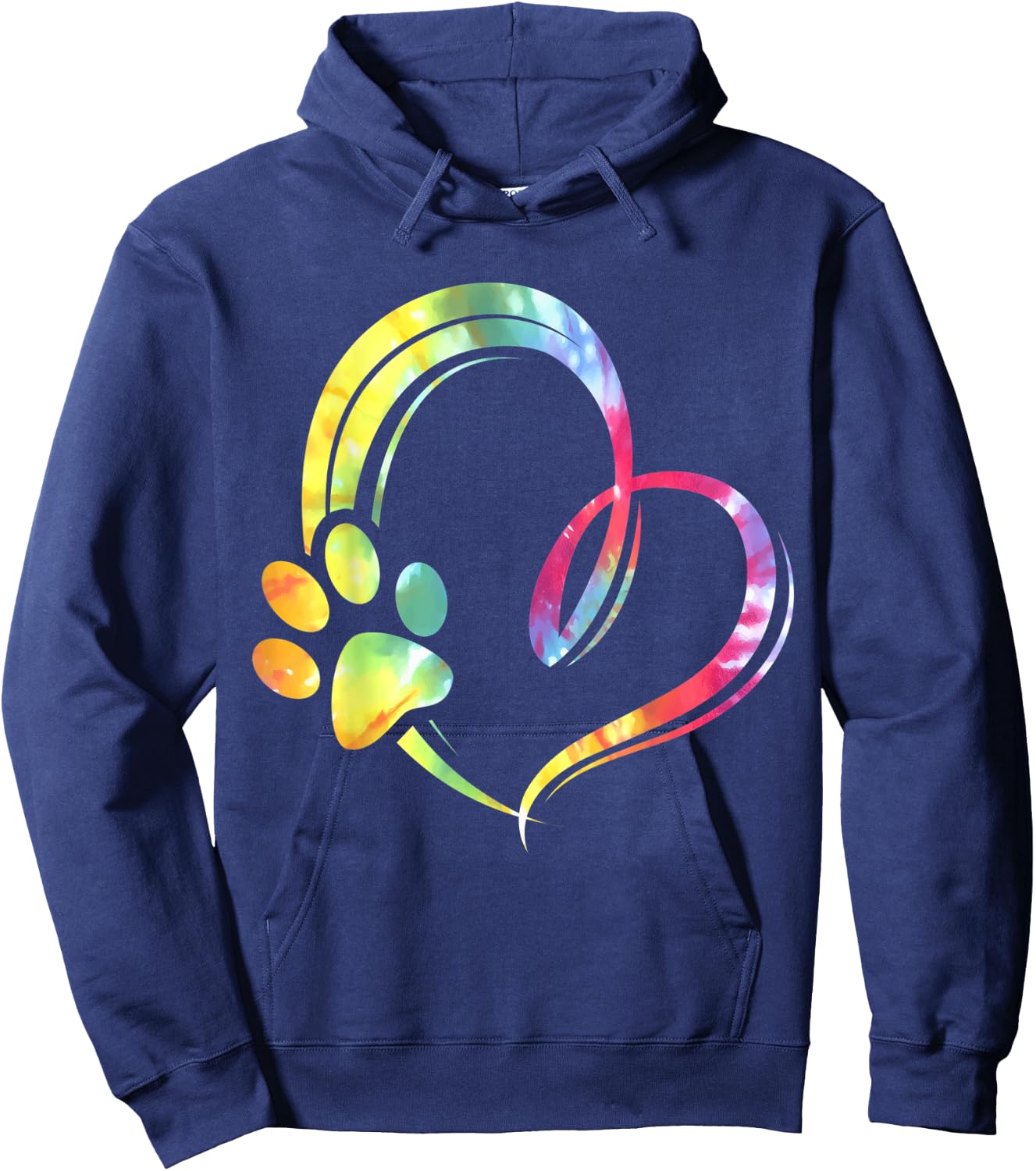Watercolored Paw and Heart Design Dog Lover Women Hoodie - Hoodie | Navy