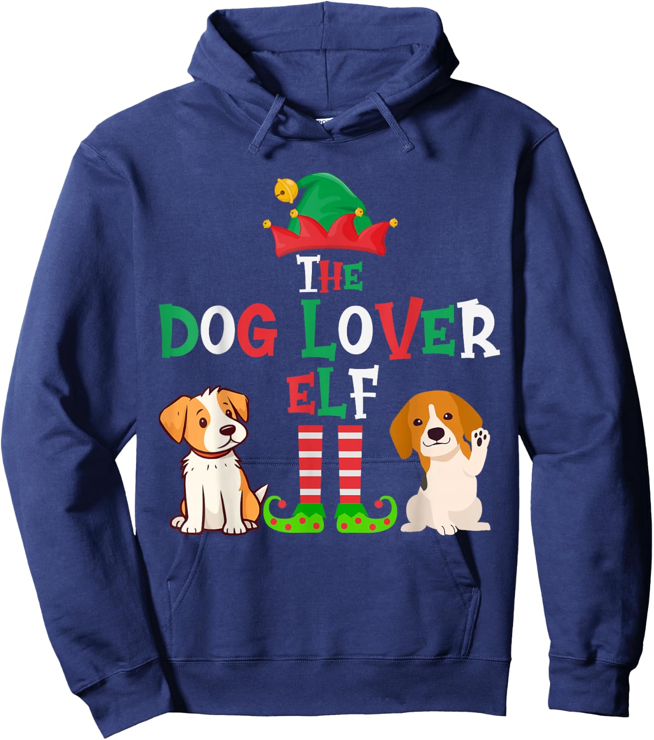 The Dog Lover Elf - Funny Matching Family Group Christmas Hoodie - Hoodie | Navy
