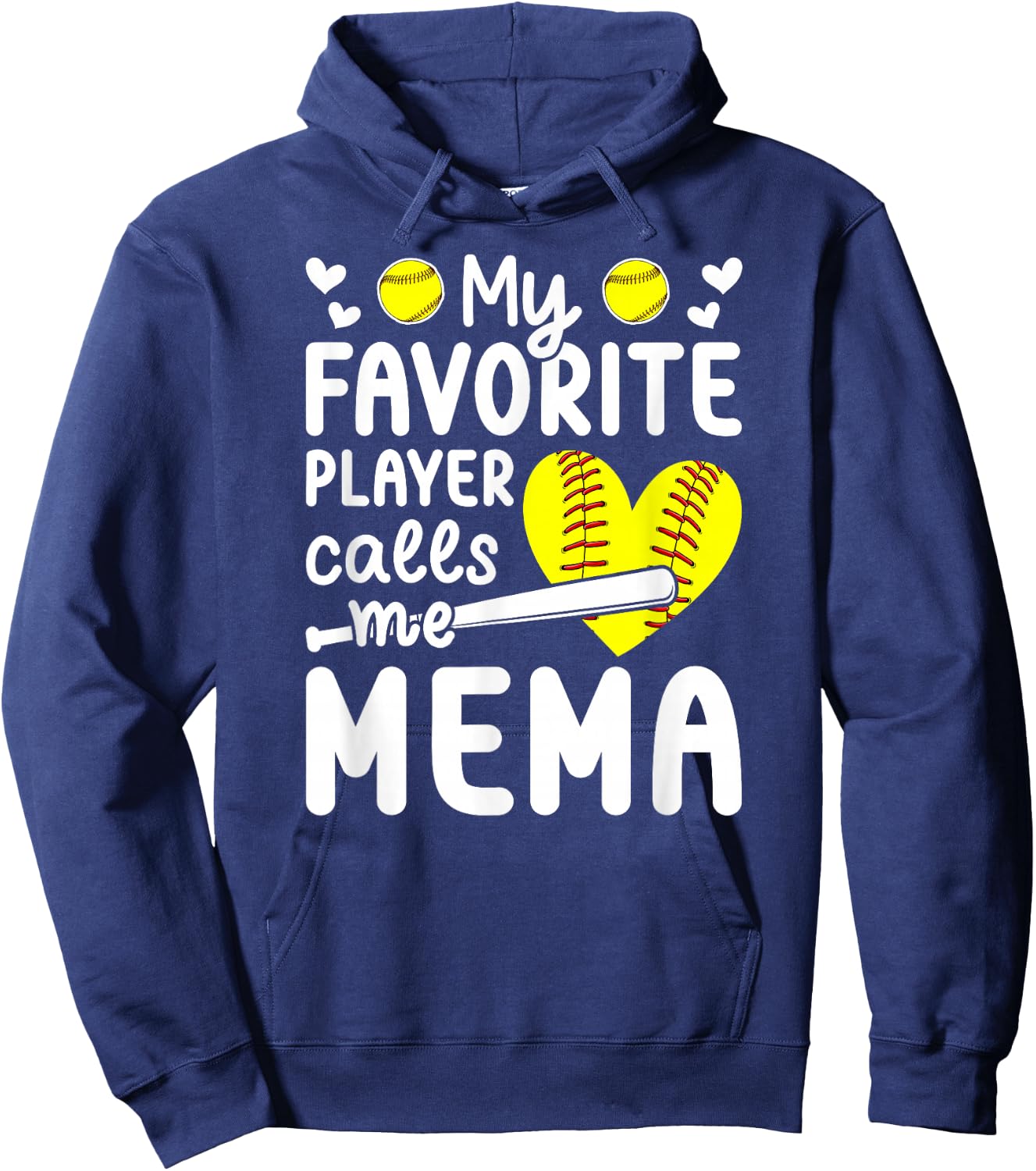 My Favorite Softball Player Calls Me Mema Softball Mema Hoodie - Hoodie | Navy