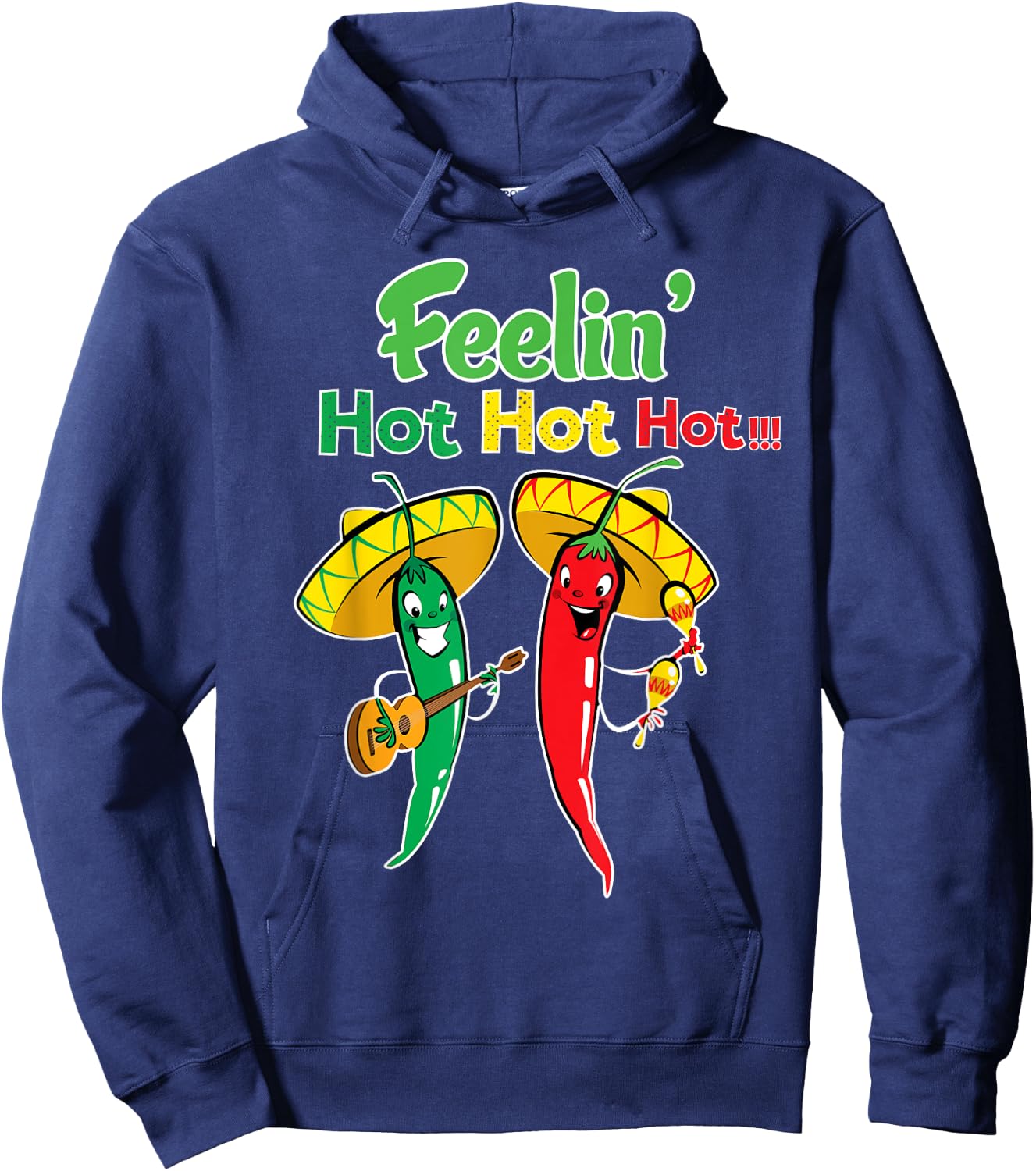 Funny Chilli Shirt-Feeling Hot Hot Hot- Chilli pepper shirt Hoodie - Hoodie | Navy
