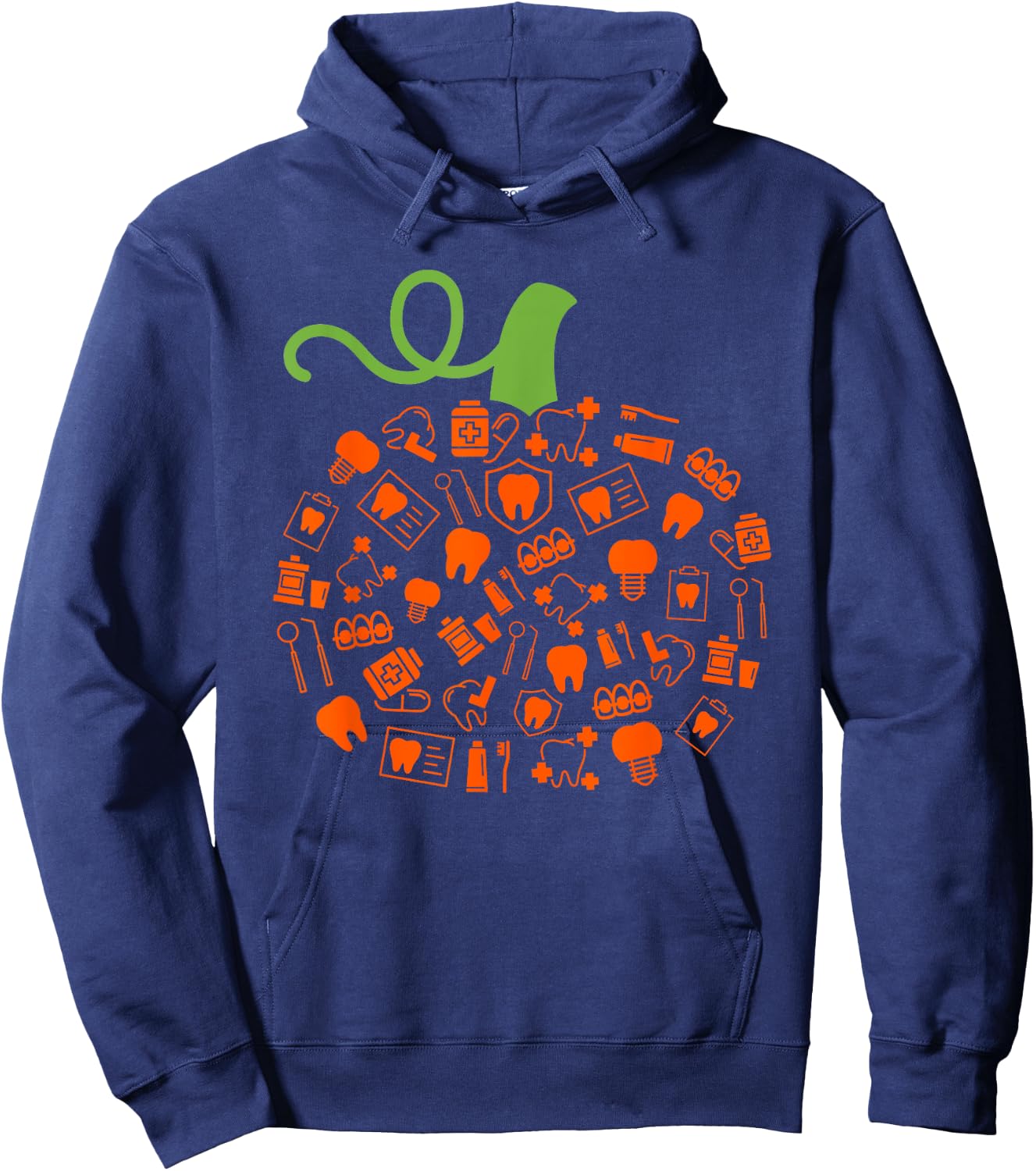 Teeth Ghost Pumpkin Witch Dental Halloween Dentist Dental Hoodie - Hoodie | Navy