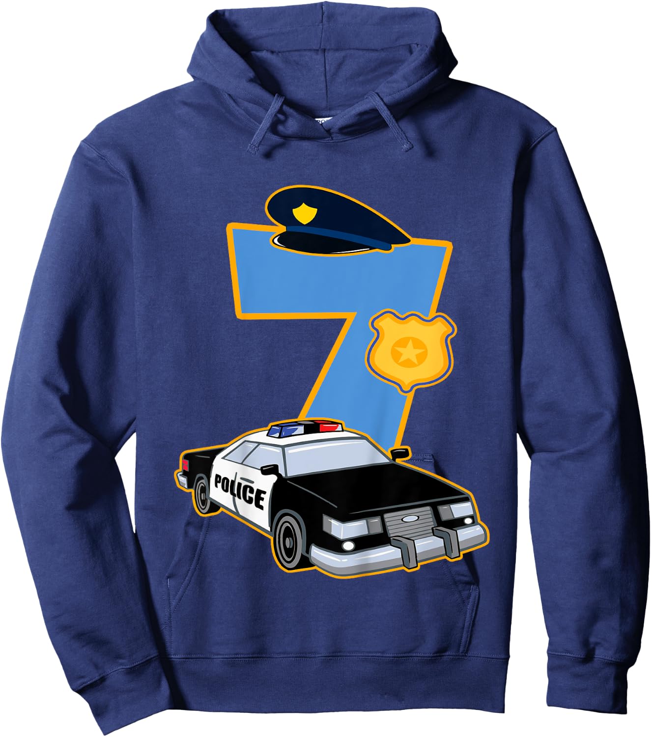 Kids 7th Birthday Police 7 Years Old Officer Car Costume Hoodie - Hoodie | Navy