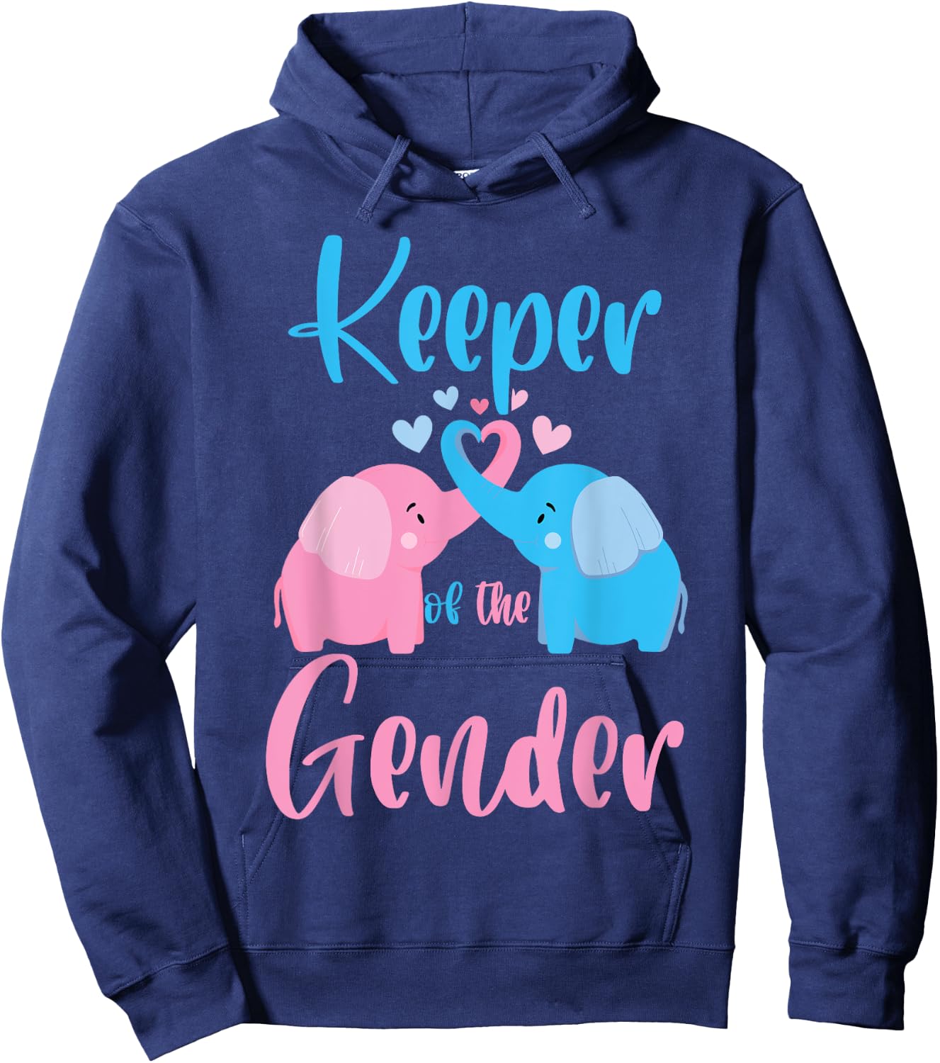 Keeper of the Gender Elephant in blue and pink - party idea Hoodie - Hoodie | Navy