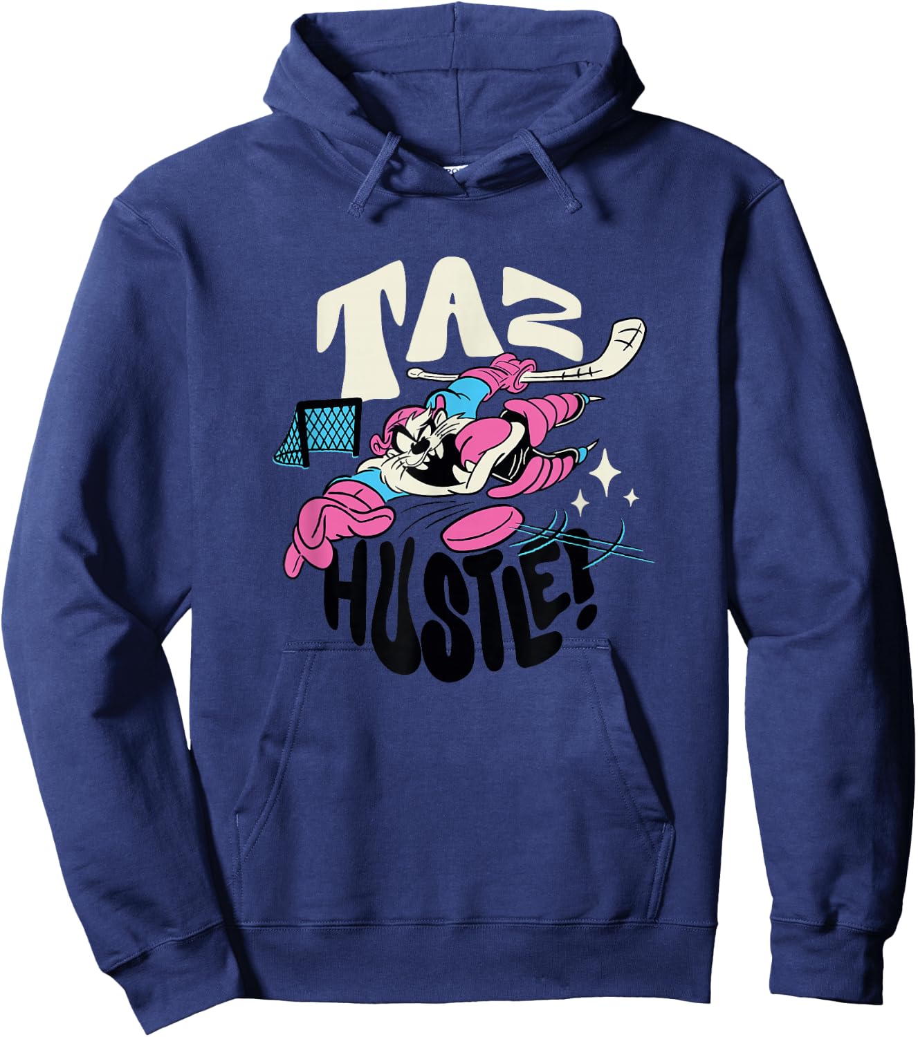 Looney Tunes Tasmanian Devil Retro Vintage Hockey Hustle Hoodie - Hoodie | Navy