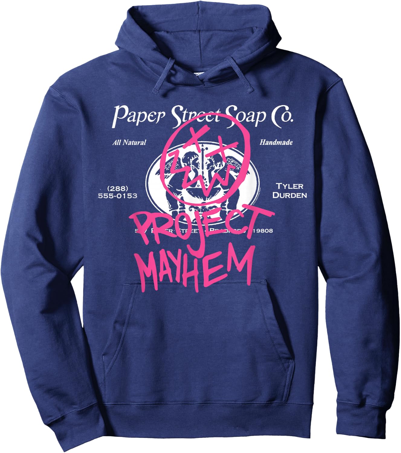 Fight Club 1999 Movie Official Tyler Durden Project Mayhem , Black, S Hoodie - Hoodie | Navy