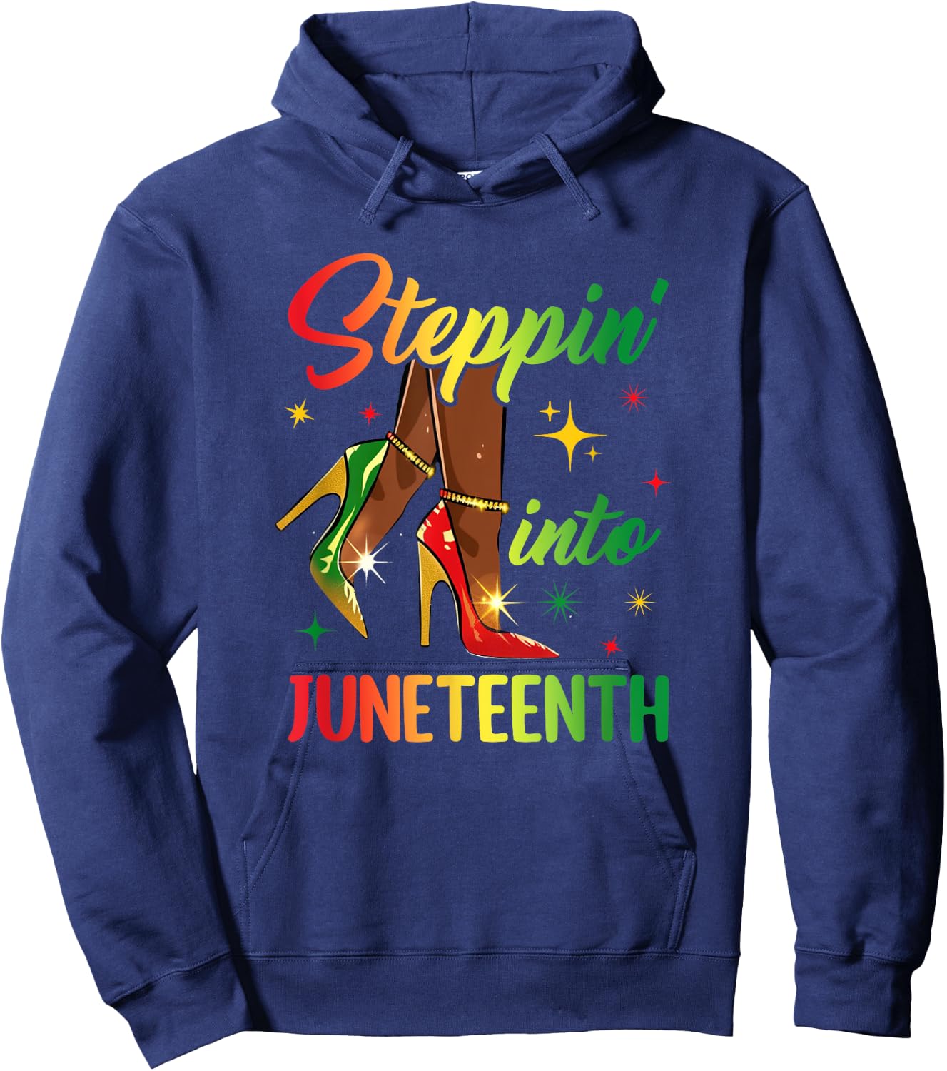 Afro Woman High Heels Black Girl Stepping Into Juneteenth Hoodie - Hoodie | Navy