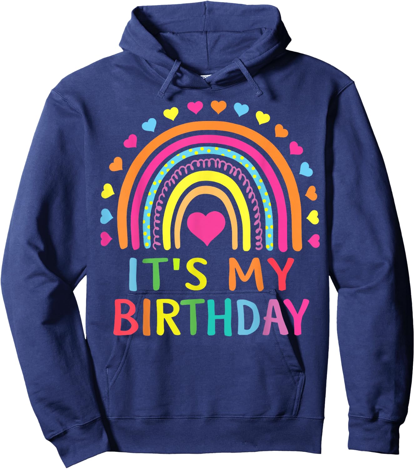 Rainbow Birthday Girls Boys Gift Retro Vintage Hoodie - Hoodie | Navy