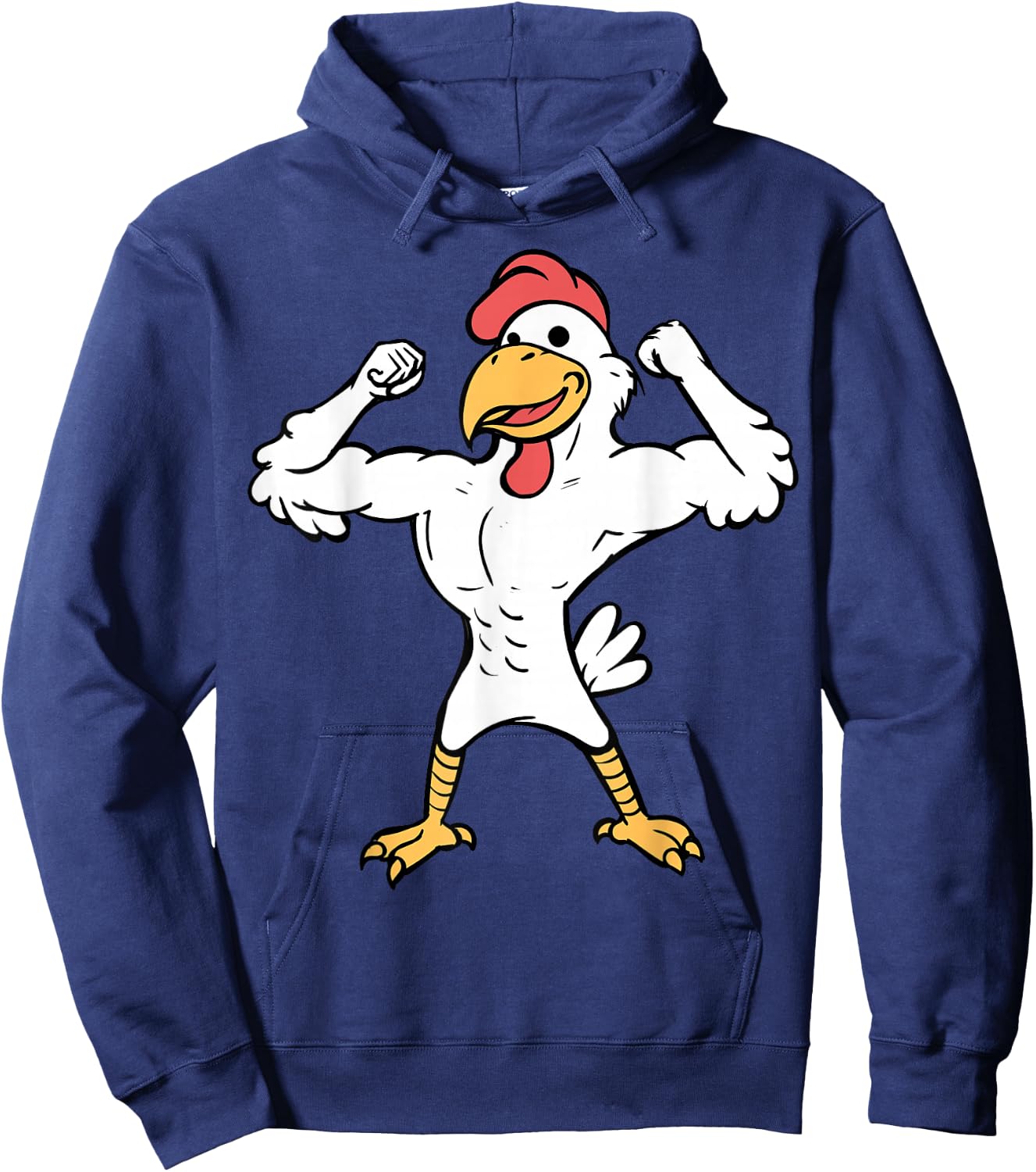 Muscle Chicken Muscle Chicken Flexing Fitness Cartoon Hoodie - Hoodie | Navy