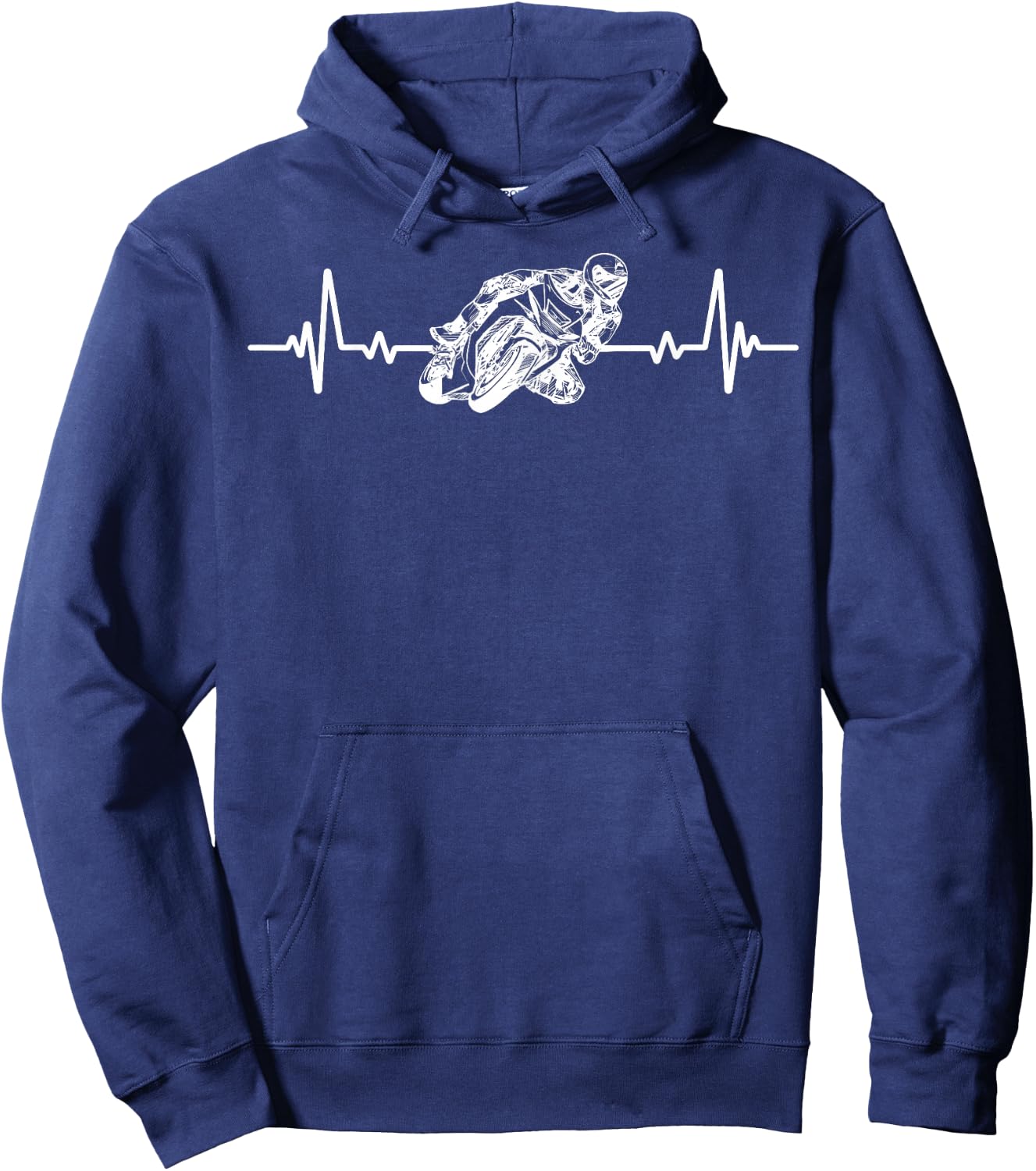 Motorcycle Racing Heartbeat Motorcycle Racing Biker Humour Hoodie - Hoodie | Navy