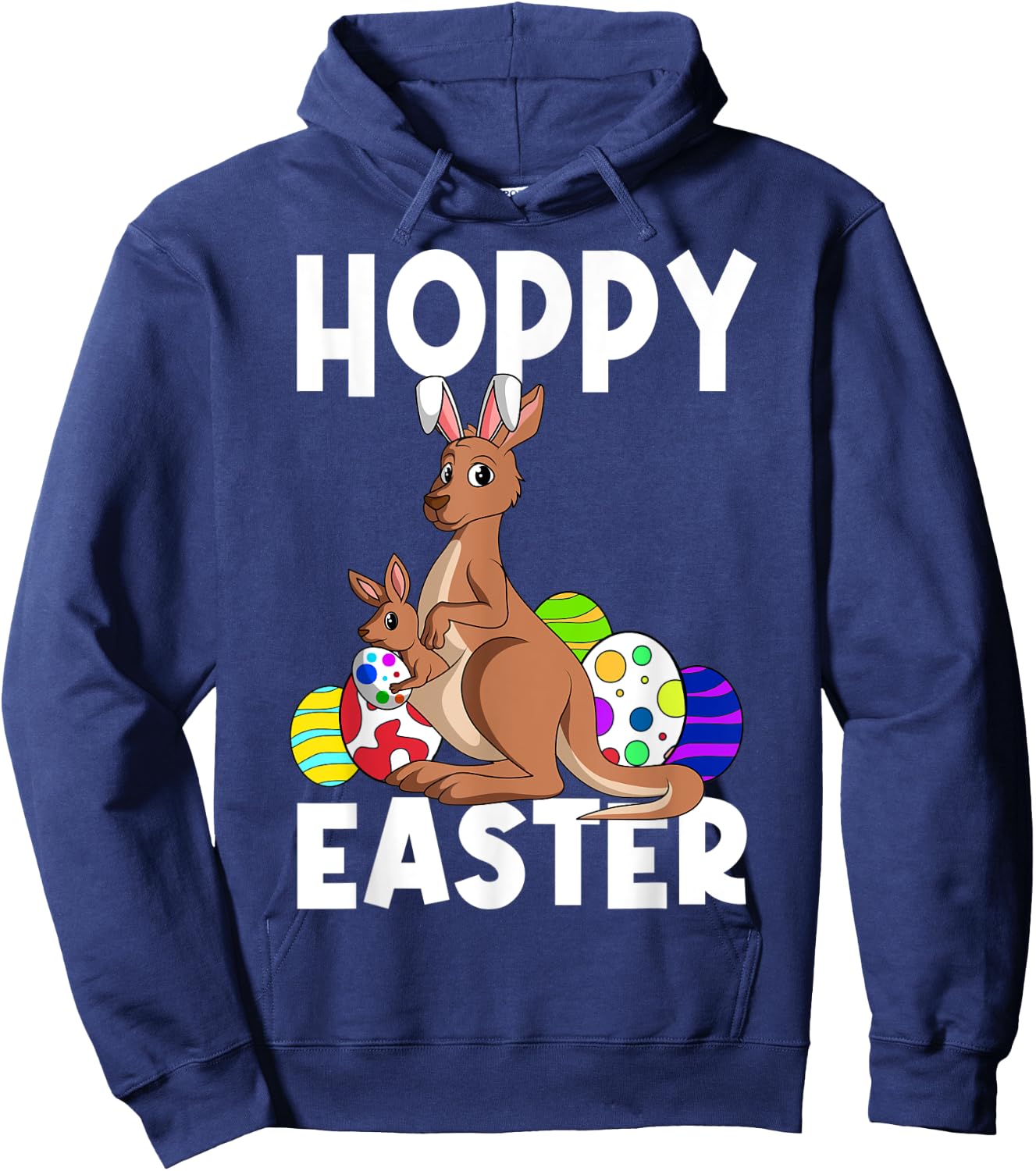 Hoppy Easter Cute Easter Bunny Kangaroo Funny Egg Hunting Hoodie - Hoodie | Navy