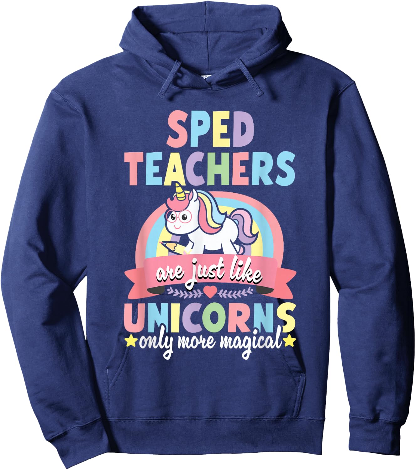 SPED Teacher Unicorn Funny Speducator Pre-K Back to School Hoodie - Hoodie | Navy