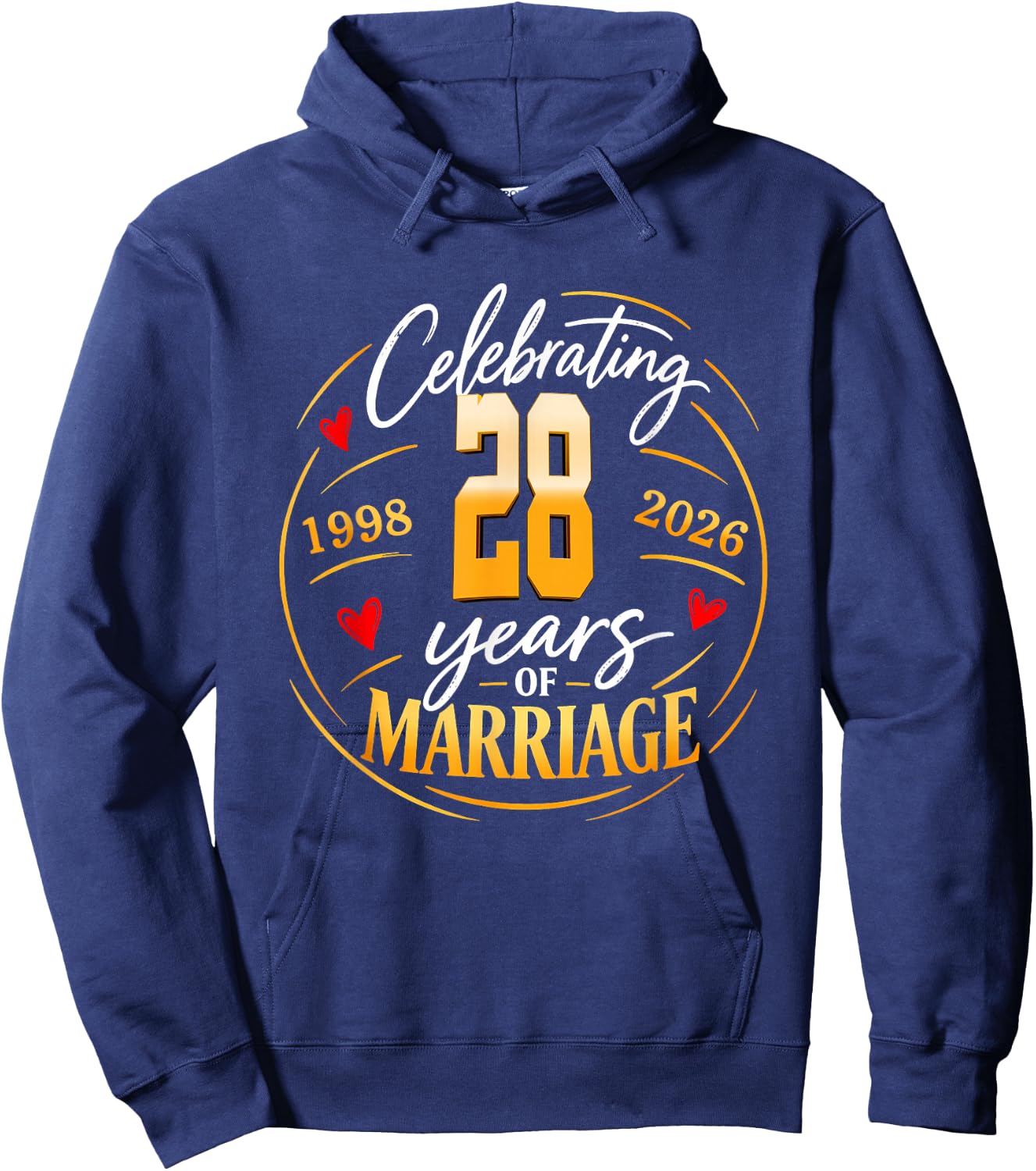 1998 28th 28 Years of Marriage Wedding Anniversary Couples Hoodie - Hoodie | Navy