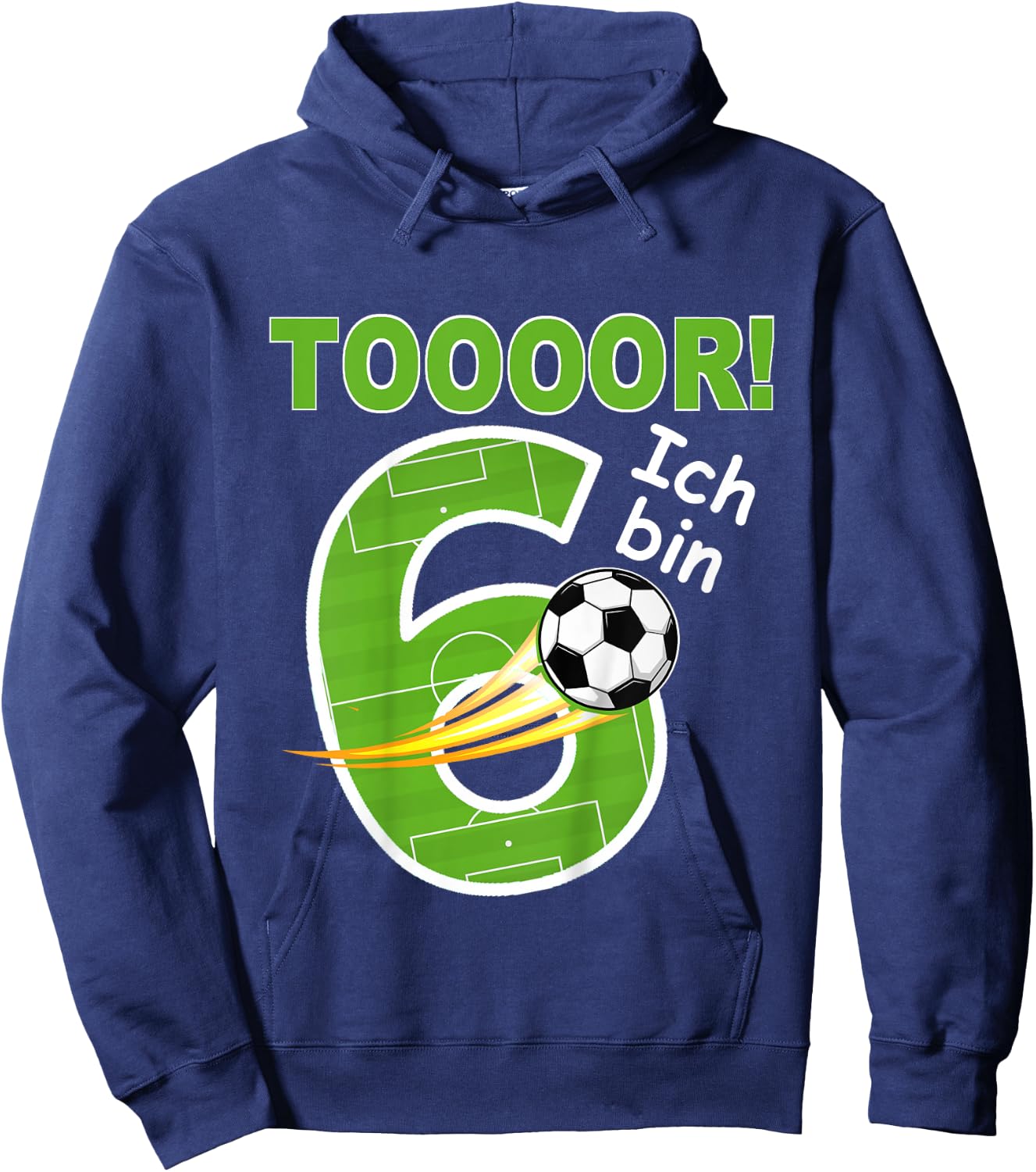 Children's Football Birthday Outfit "Ich bin 6 Jahre ", black Hoodie - Hoodie | Navy