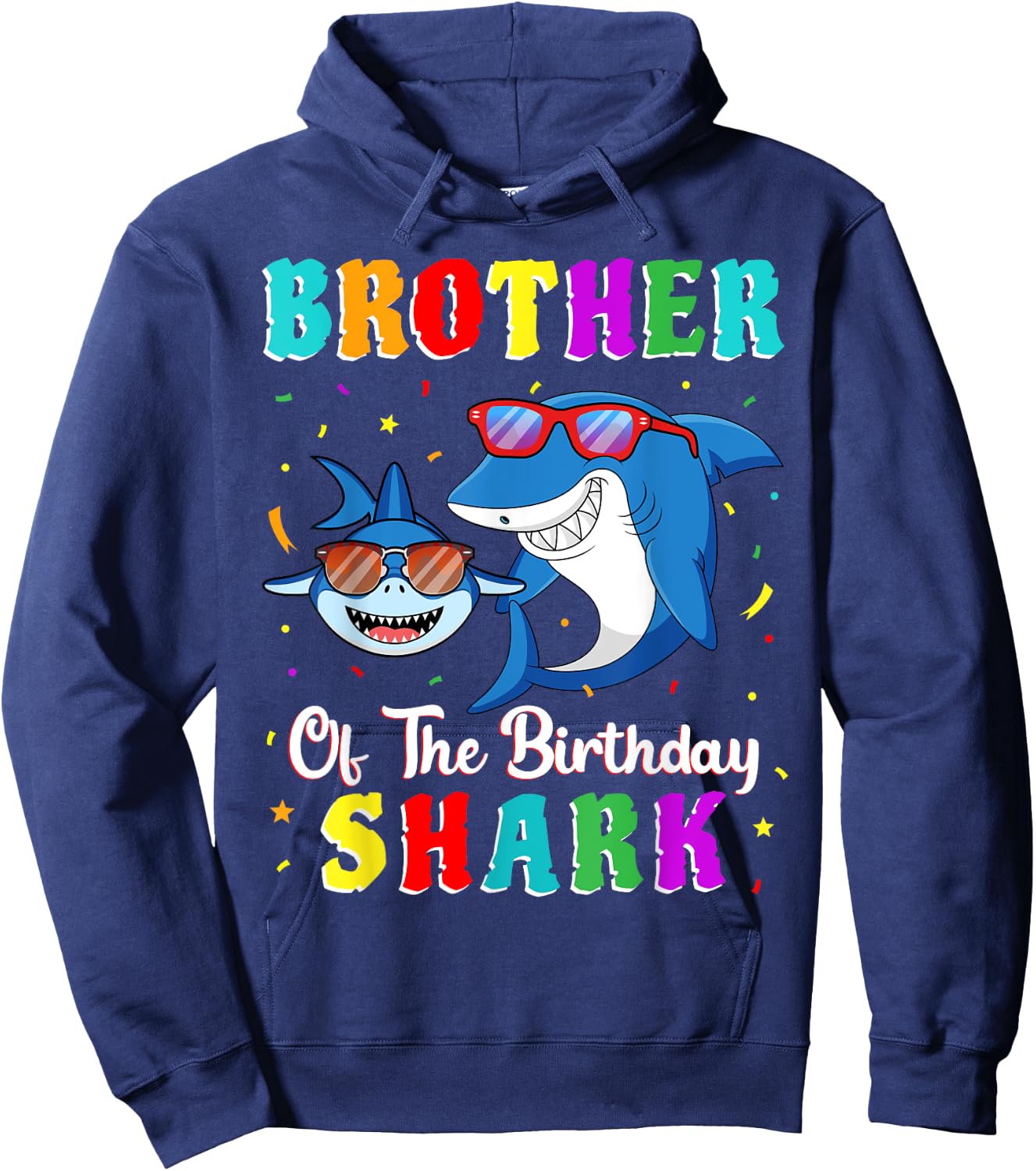 Brother Of The Shark Birthday Family Birthday Little Brother Hoodie - Hoodie | Navy