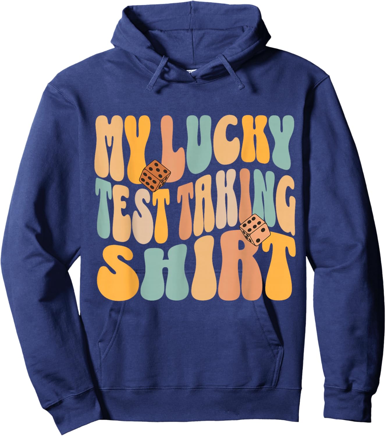 Test Day Teacher Student Luck Wavy Text Motivational Hoodie - Hoodie | Navy