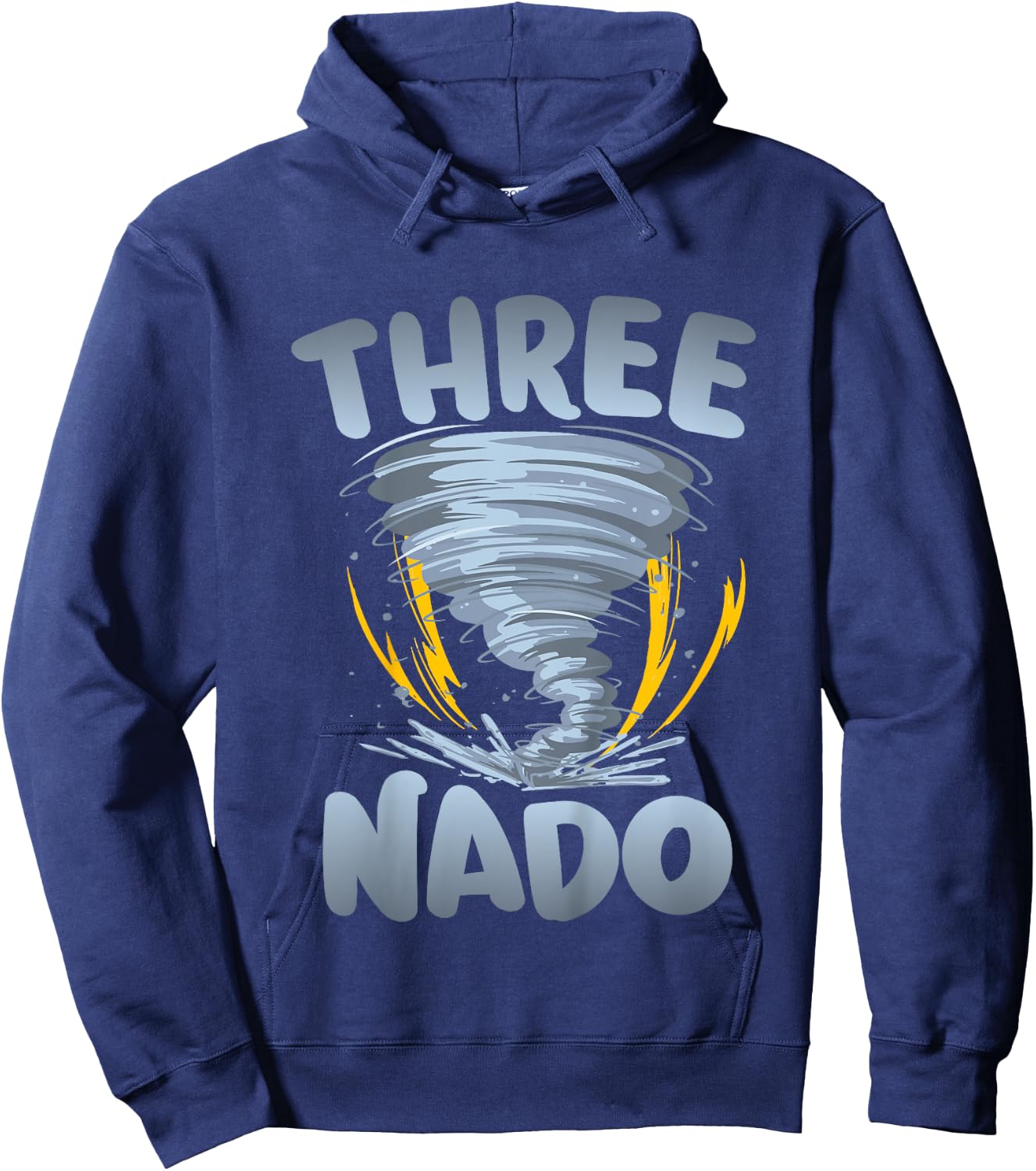 Three-nado Warning 3rd Birthday Tornado Themed Birthday Hoodie - Hoodie | Navy