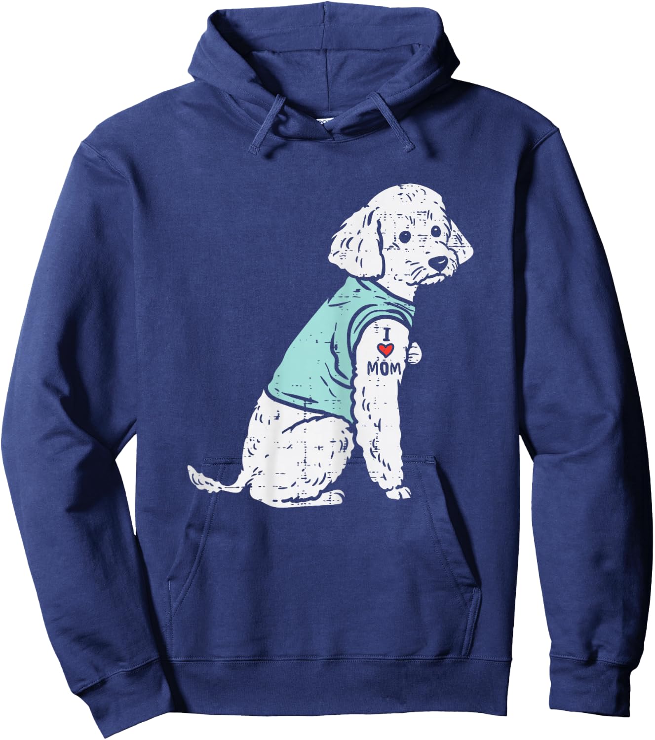 Poodle I Love Mom Tattoo Cute Pet Dog Owner Lover Women Gift Hoodie - Hoodie | Navy