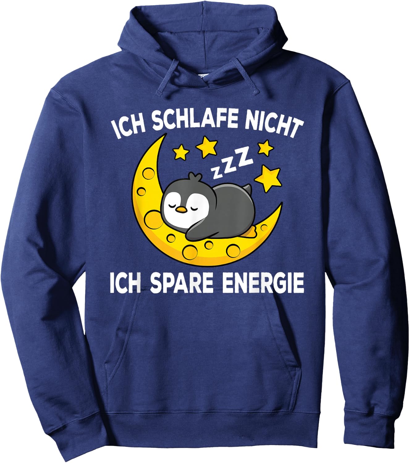 Ich Schlafe Nicht Ich Spare Energy Sleep Penguin Nightdress , black Hoodie - Hoodie | Navy