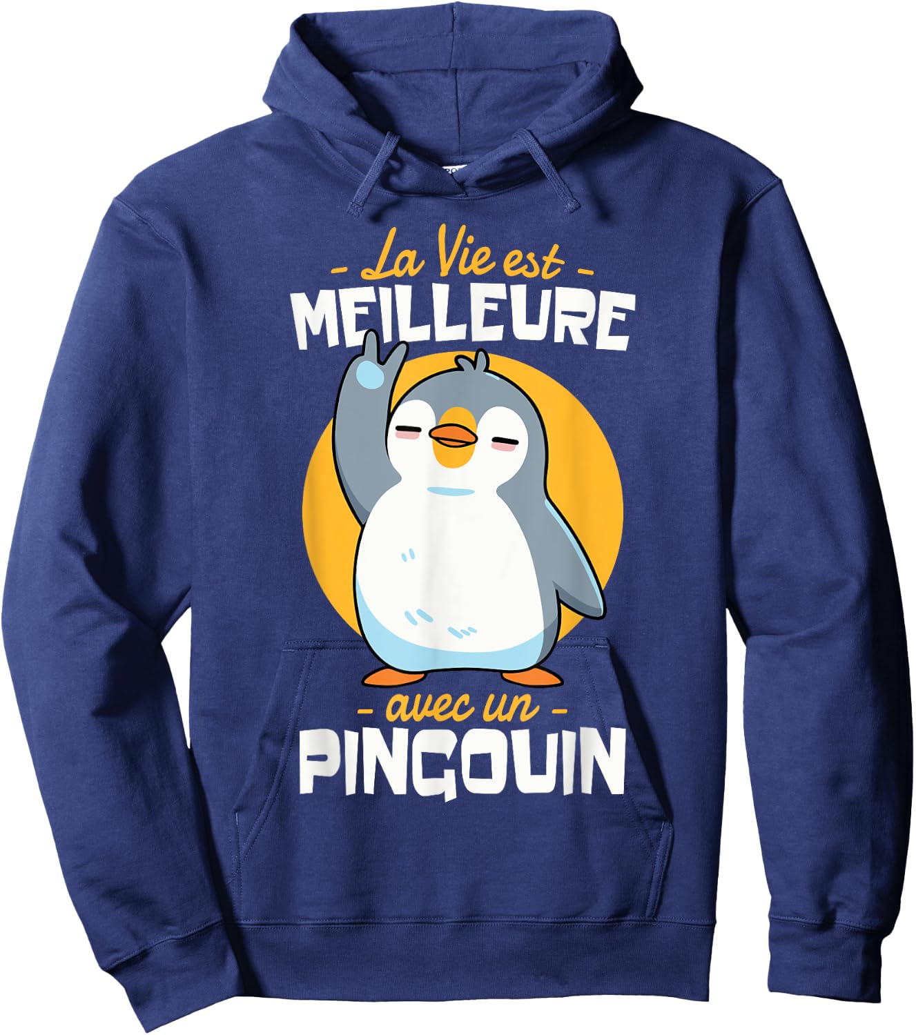 Penguin Child Girl Woman Humour Life with Penguin Hoodie - Hoodie | Navy