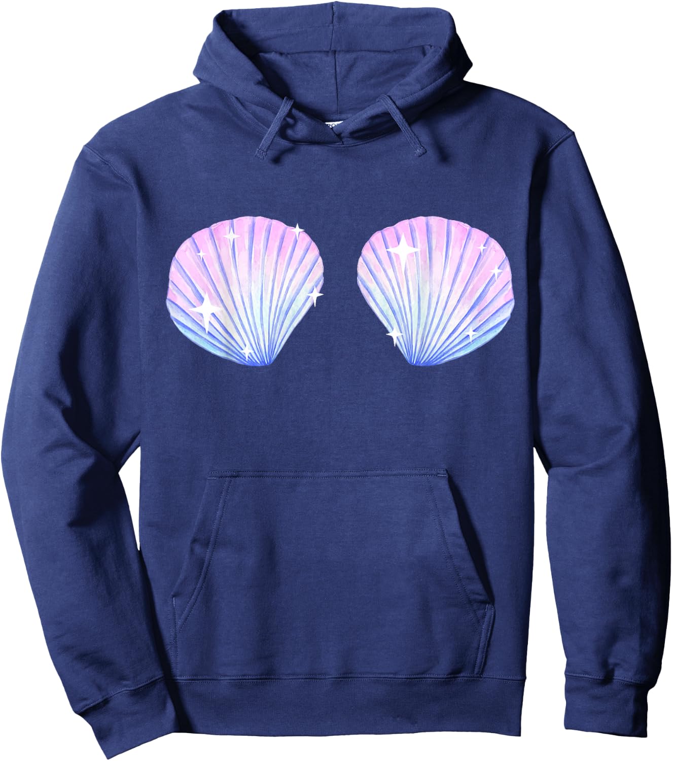 Seashell Mermaid Bra Brassiere Bikini Clam Shell Hoodie - Hoodie | Navy