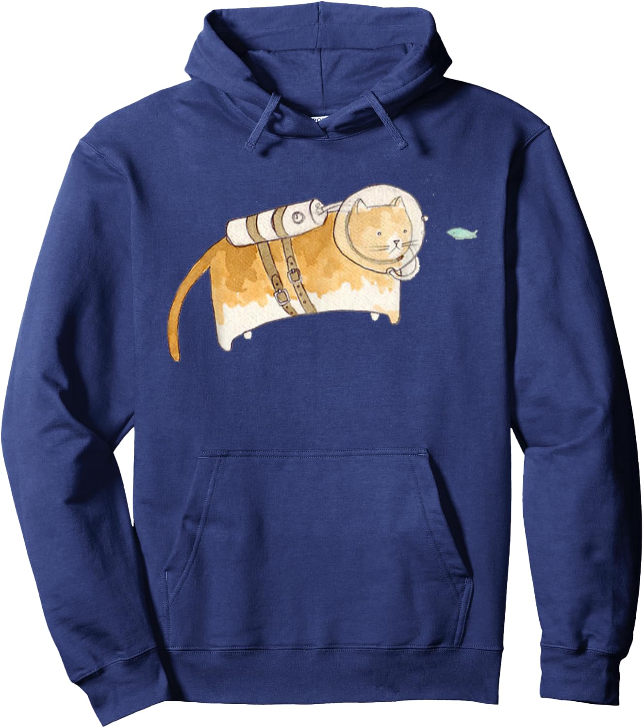 Scuba Cat Diving | Funny Scuba Diving Underwater Women Girls Kids Hoodie - Hoodie | Navy