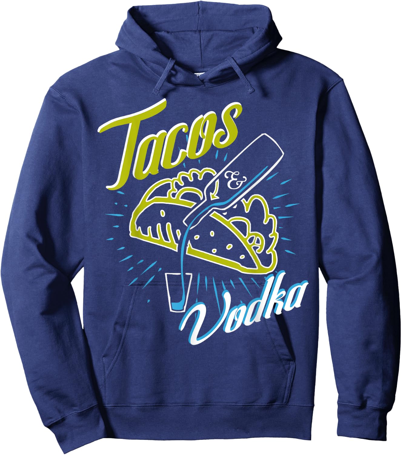 Tacos and Vodka Funny Humor Vintage Drinkers Party Hoodie - Hoodie | Navy