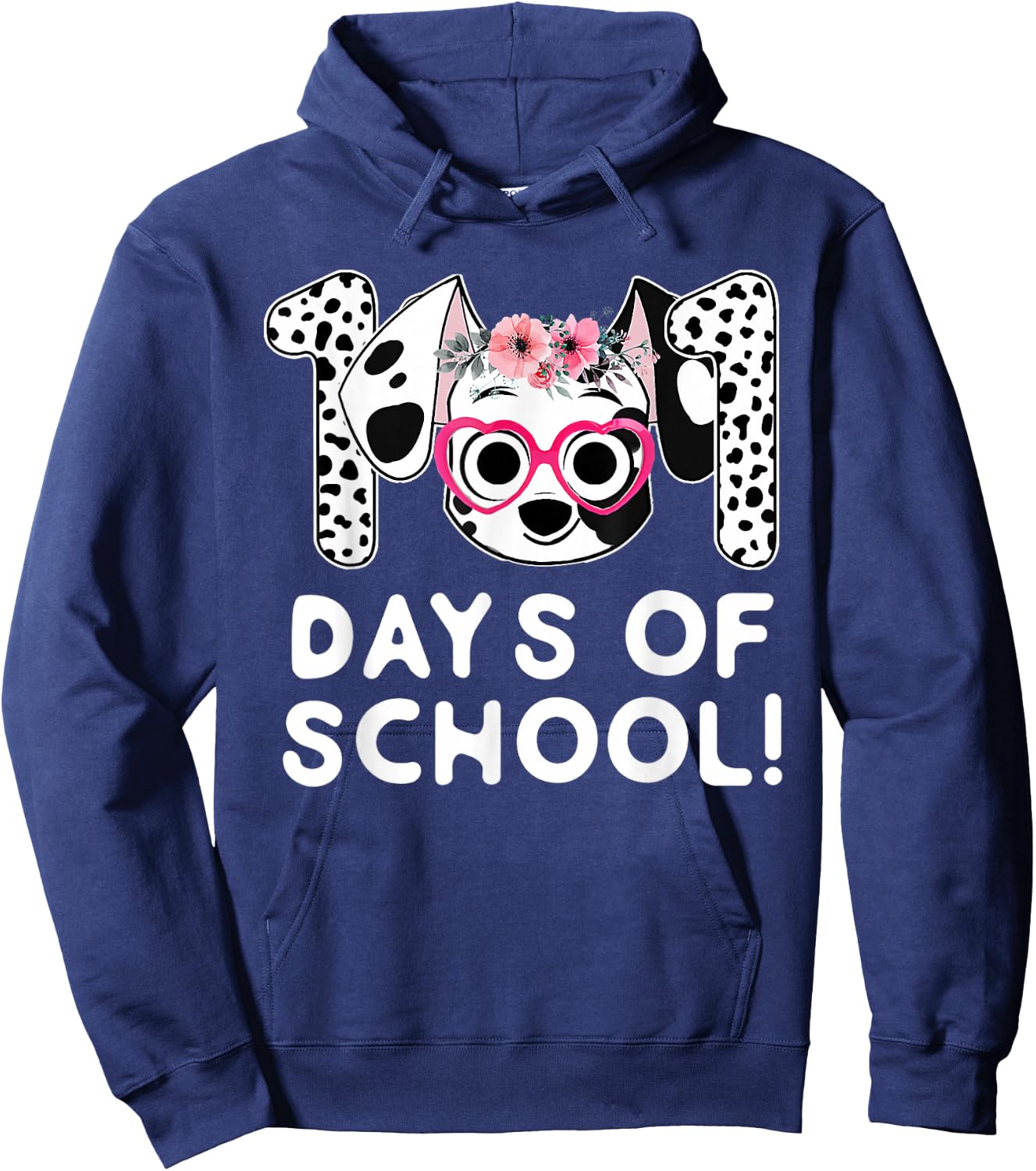 101 Days School Cute Dog Happy 100 Days Teacher Student Kids Hoodie - Hoodie | Navy