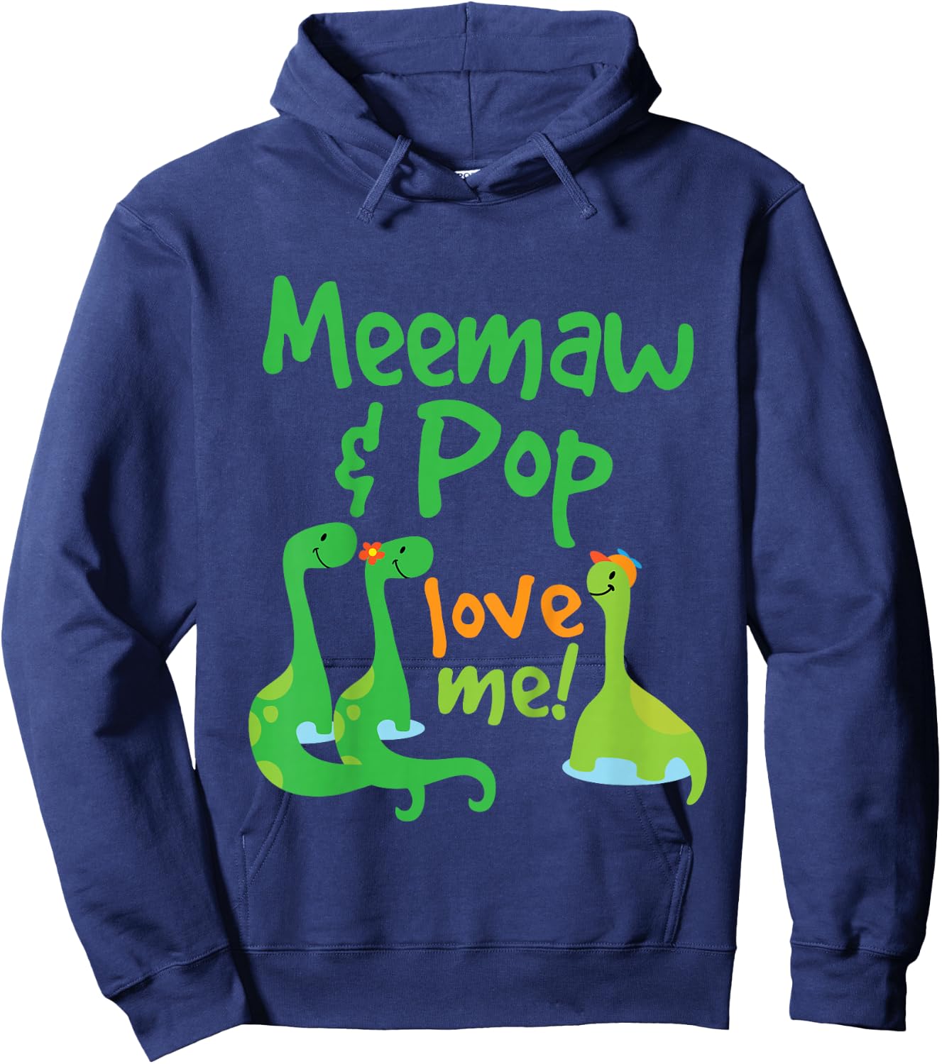 Kids Meemaw And Pop Grandson Dinosaur Hoodie - Hoodie | Navy