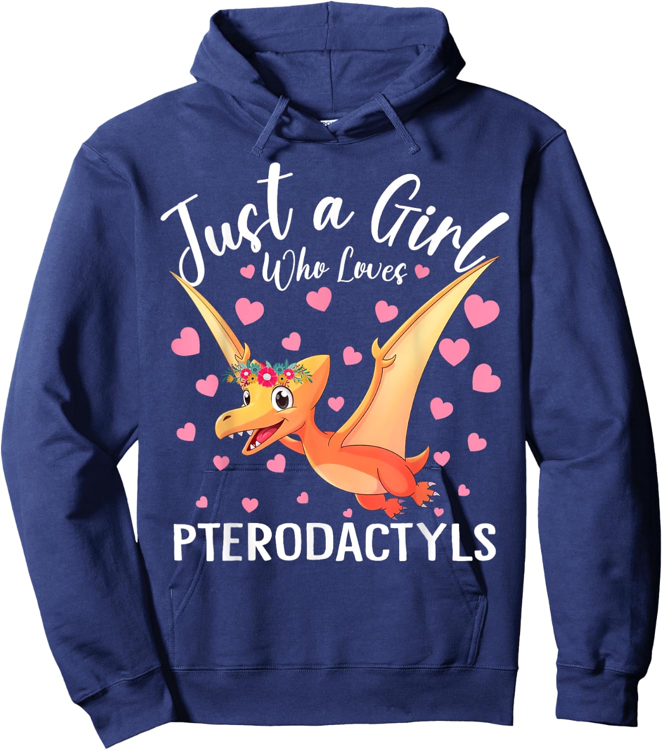 Just A Girl Who Loves Pterodactyls Women Girls Dinosaur Bird Hoodie - Hoodie | Navy