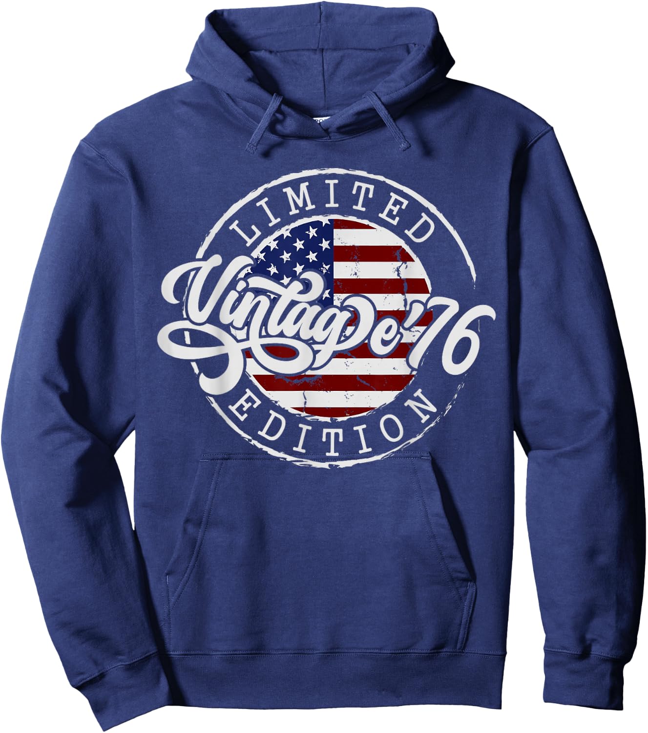 50th Birthday Vintage 1976 US Flag 50 Year Old Born in 1976 Hoodie - Hoodie | Navy