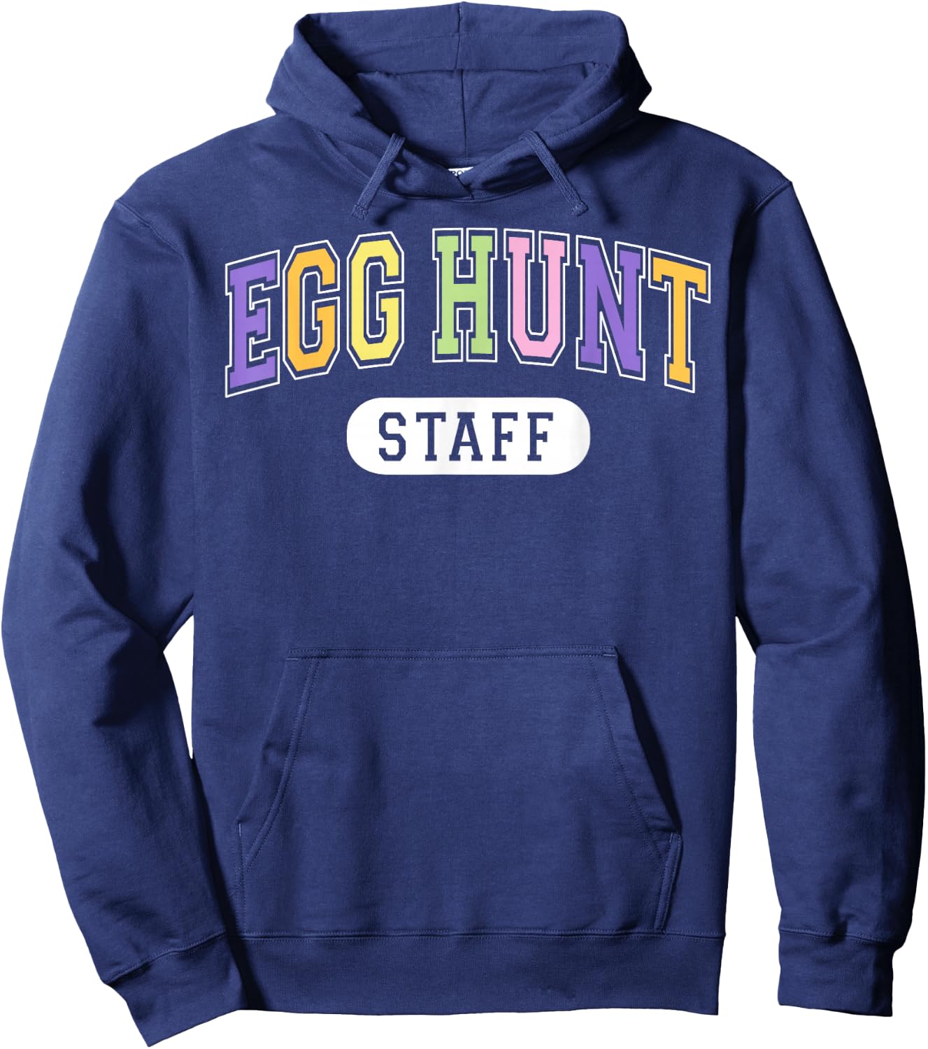 Egg Hunt Staff Funny Varsity Style Parents Easter Event Hoodie - Hoodie | Navy