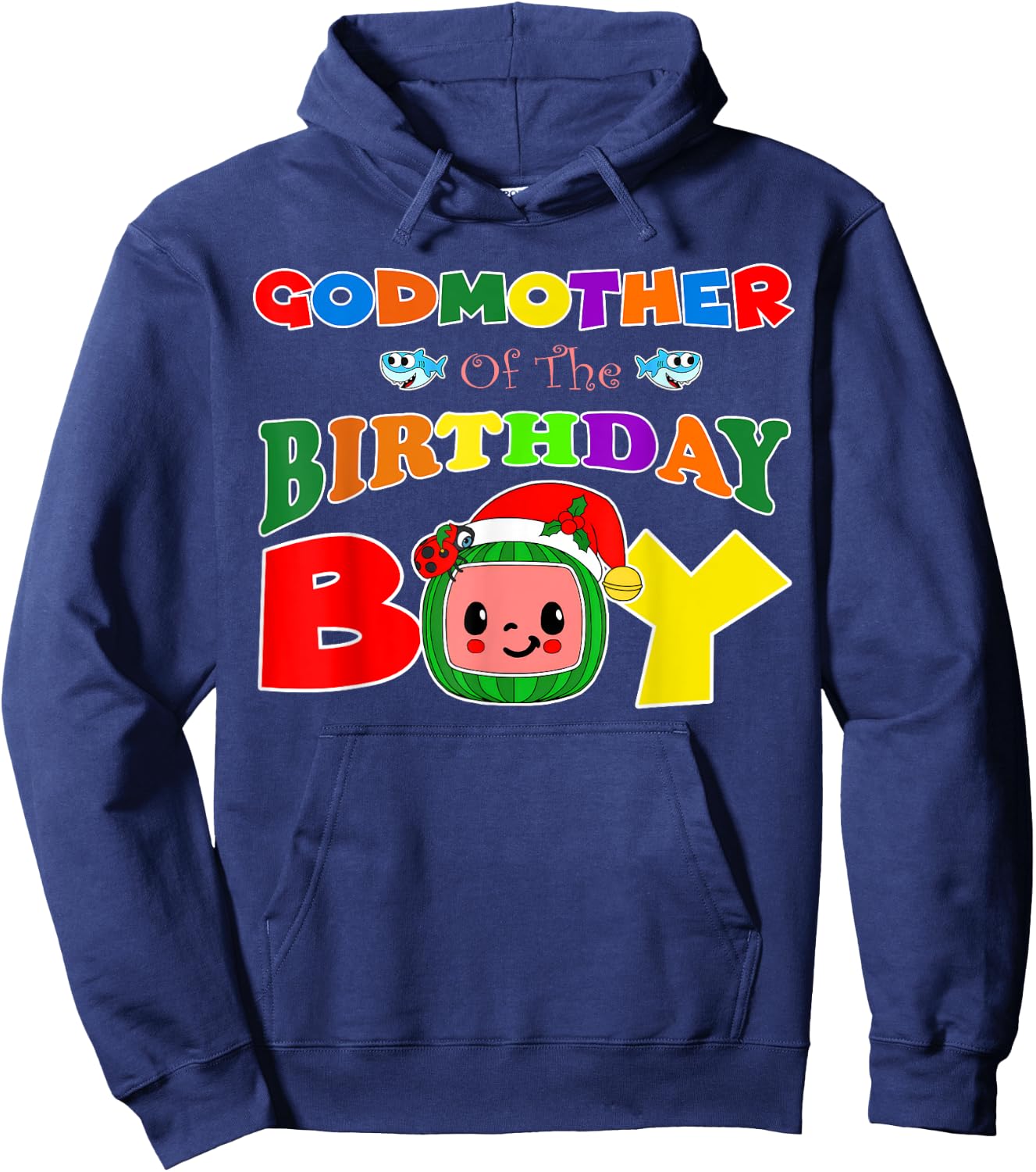 Godmother Of The Birthday Boy Funny Melon Family Matching Hoodie - Hoodie | Navy