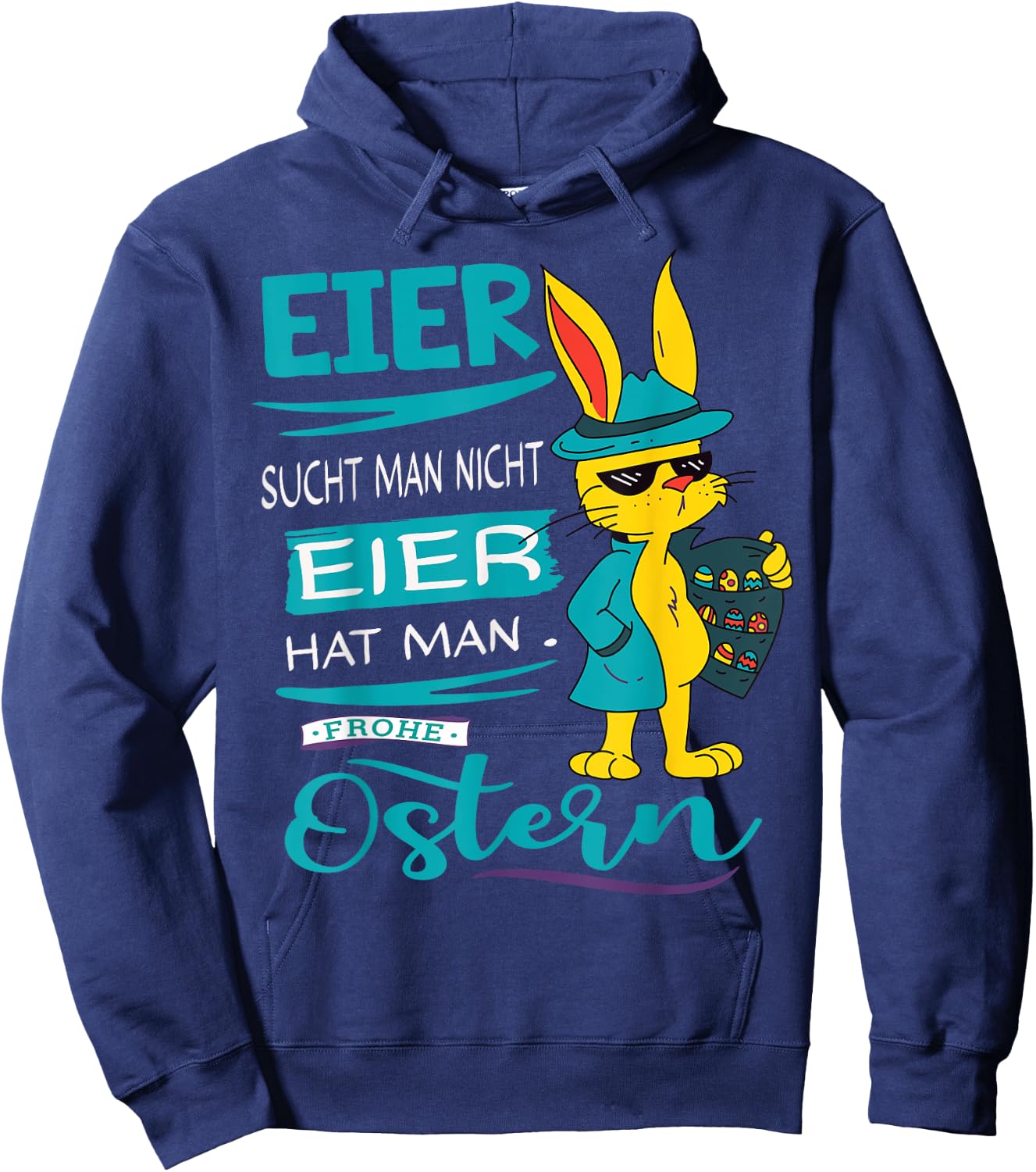Funny Easter Bunny Frohe Ostern Rabbit Easter Eggs Search Man Hoodie - Hoodie | Navy