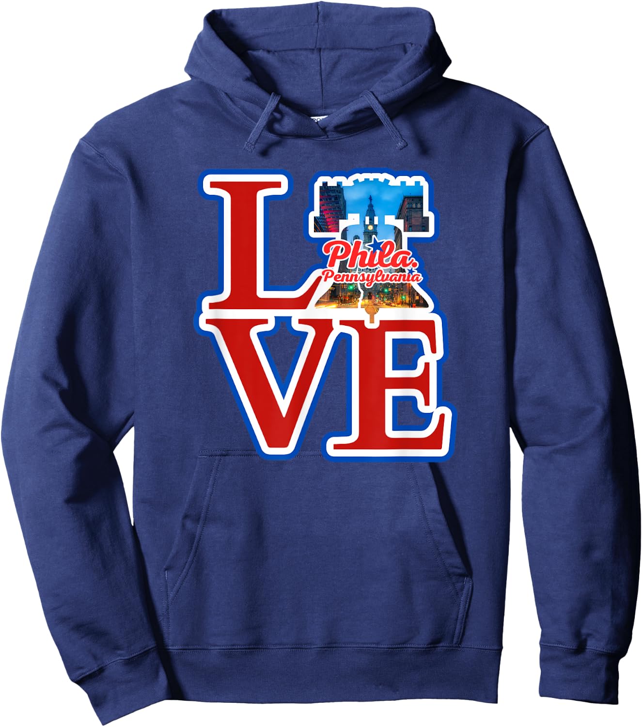Philadelphia City of Brotherly Love Park Philly Liberty Bell Hoodie - Hoodie | Navy