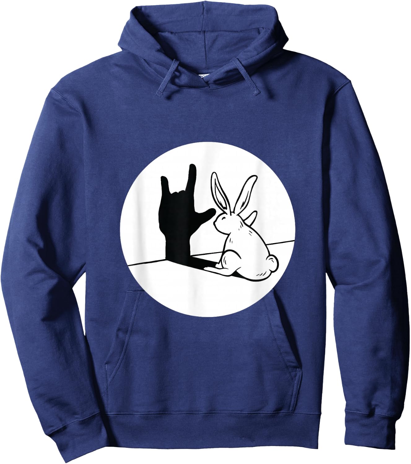 ILY Rabbit ASL Hand Gesture Deaf Hearing Loss Awareness Hoodie - Hoodie | Navy
