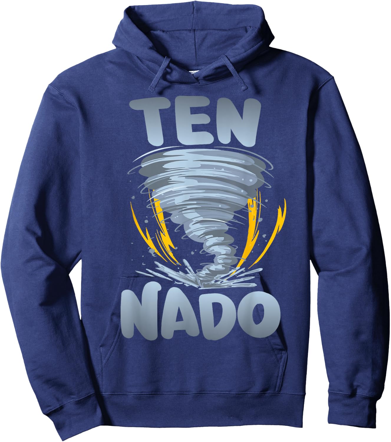 Ten-nado Warning 10th Birthday Tornado Themed Birthday Hoodie - Hoodie | Navy
