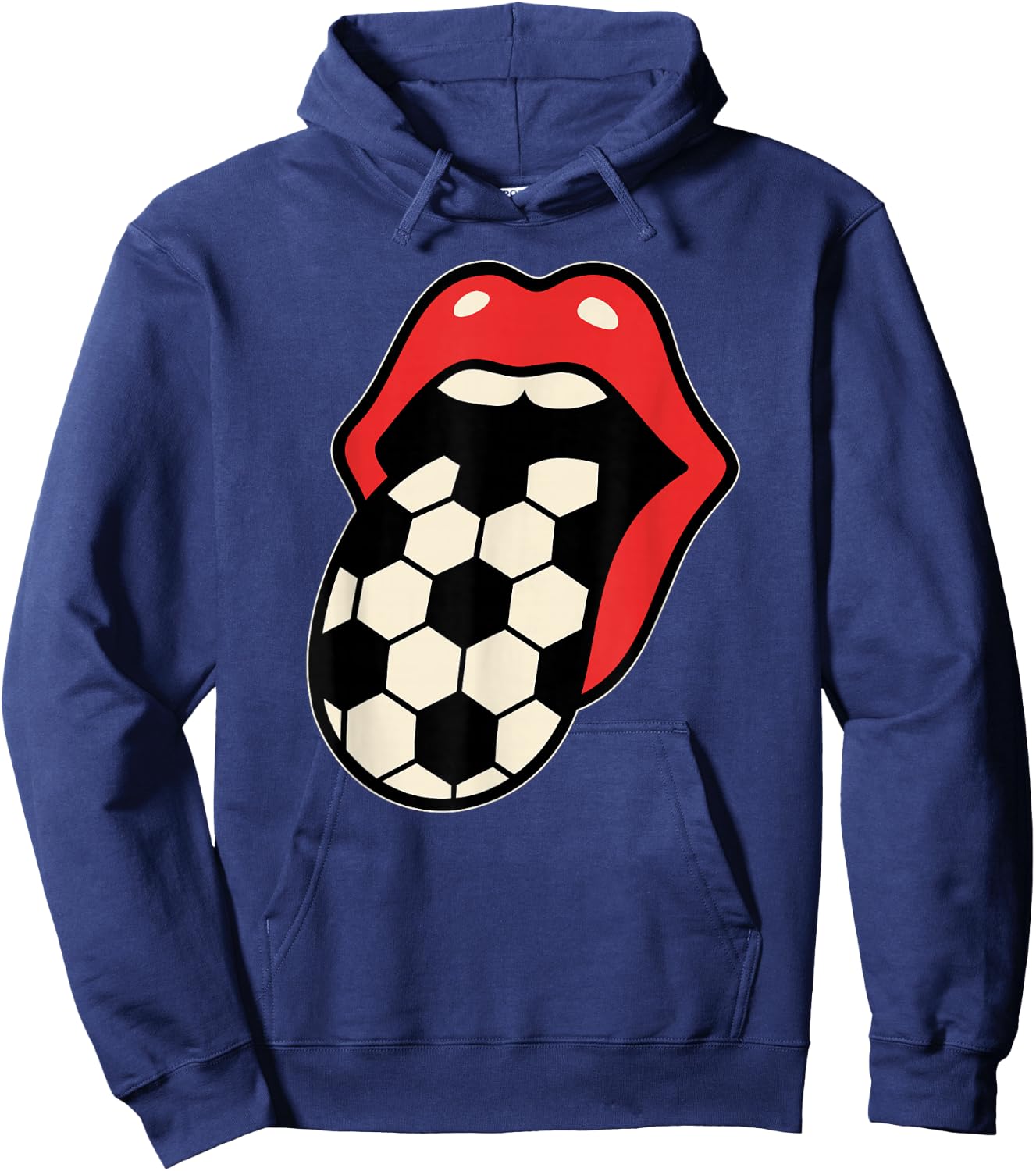 Soccer Tongue Red Lips Hoodie - Hoodie | Navy