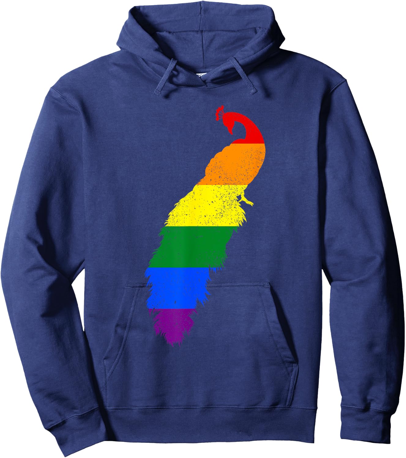 Peacock Gay Pride LGBTQ Supporter Fans Rainbow Ally Hoodie - Hoodie | Navy