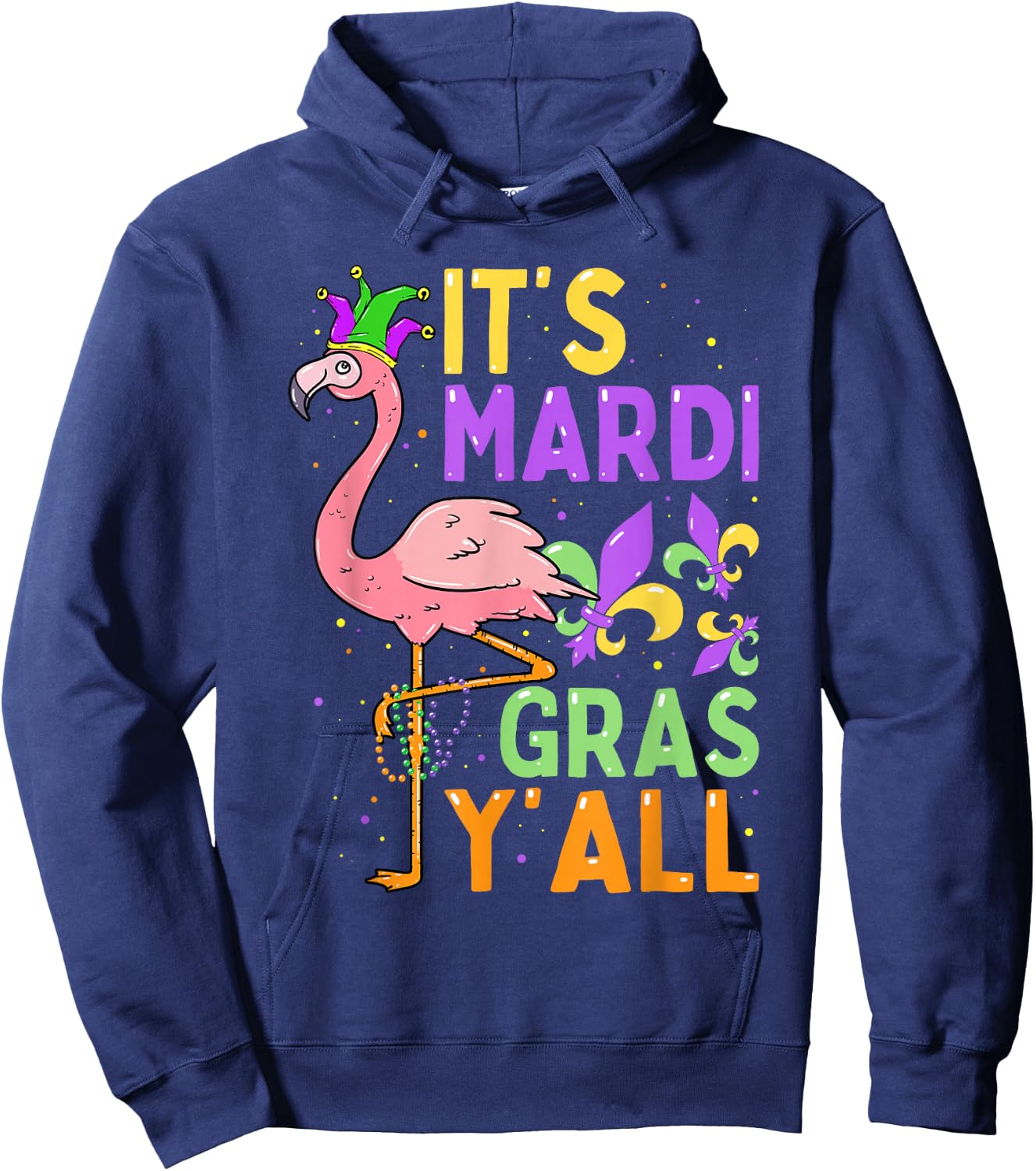 Funny Carnival Party Idea Flamingo Mardi Gras Hoodie - Hoodie | Navy
