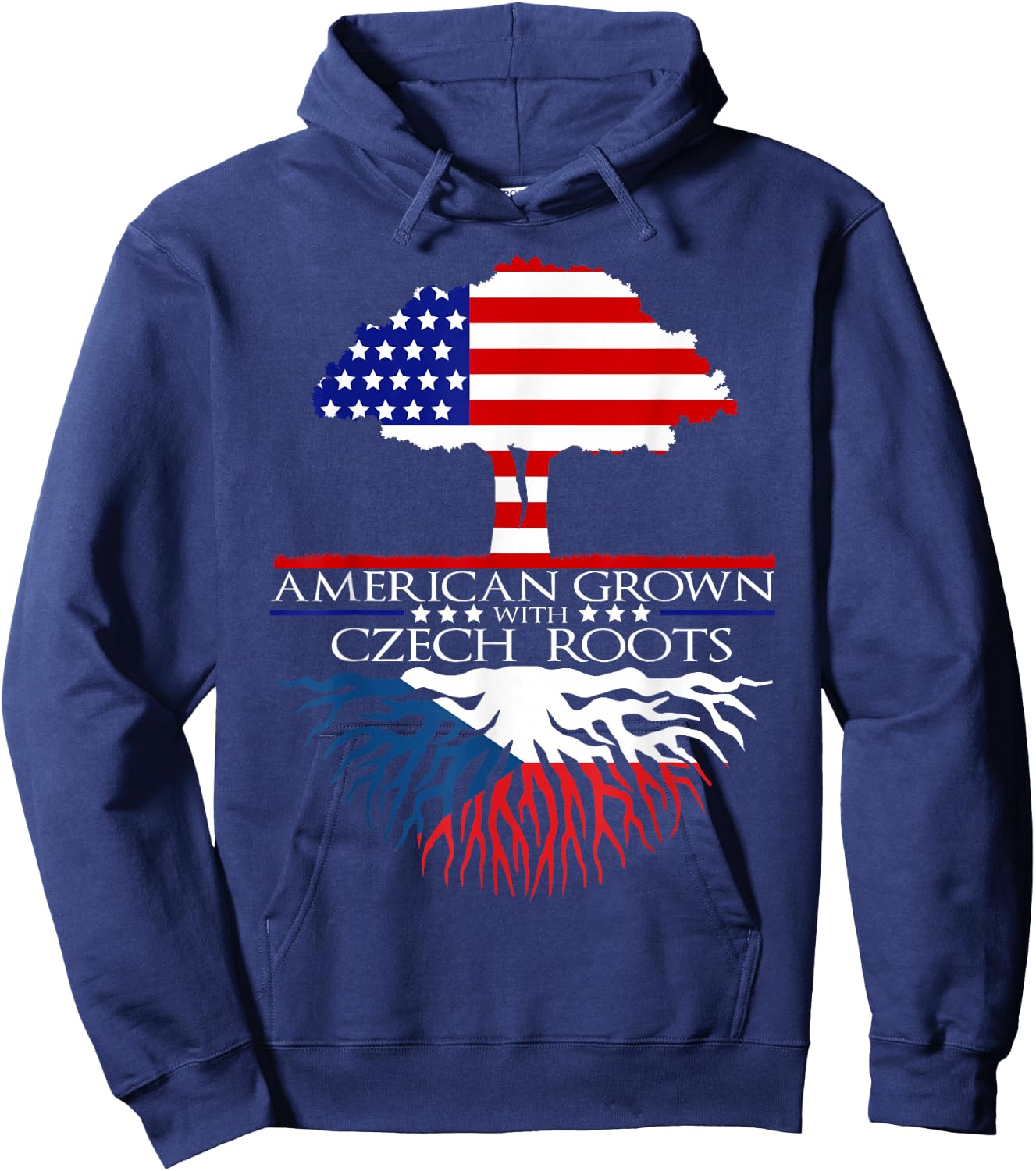 InGENIUS American Czech Ancestry Gifts Czech Roots US Czechoslovakia European Flag Hoodie - Hoodie | Navy
