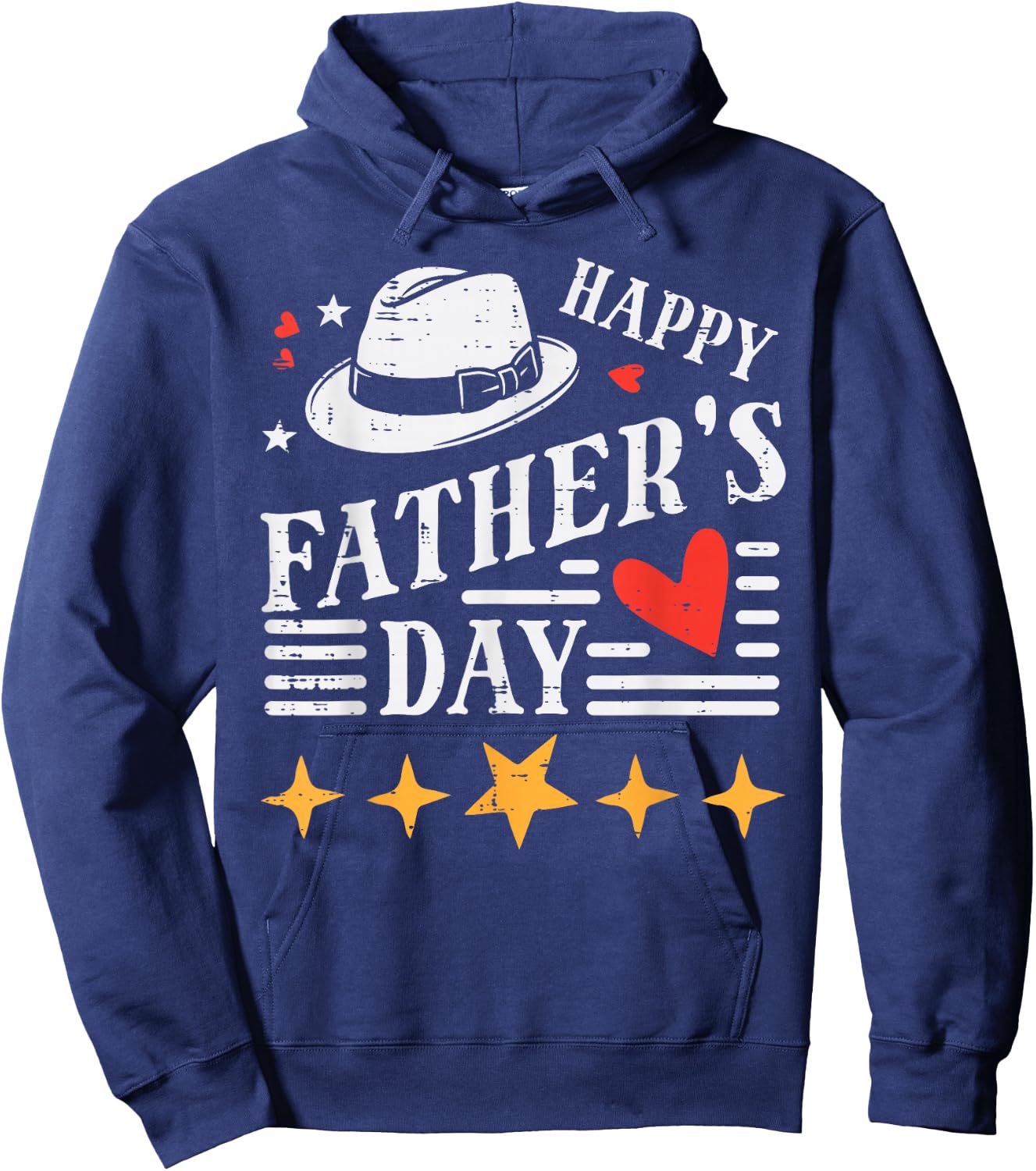 Happy Fathers Day Hat Heart Vintage Dad Papa Grandpa Daddy Hoodie - Hoodie | Navy