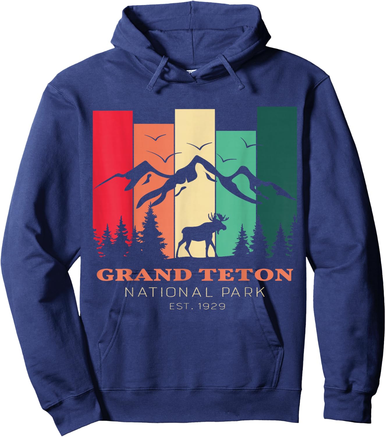 Vintage Grand Teton National Park for kids Hiking Camping Hoodie - Hoodie | Navy