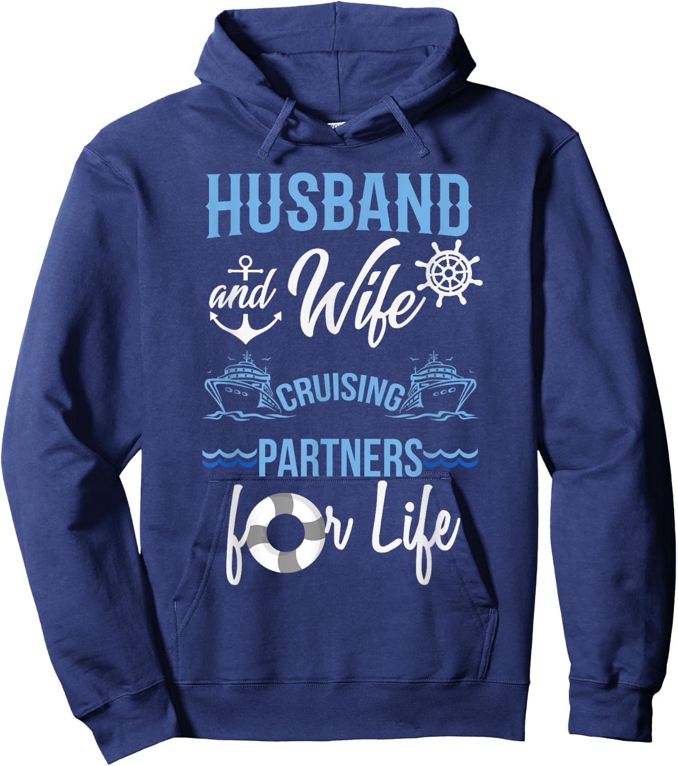 Husband and Wife Cruising Partners for Life Couples Cruise Hoodie - Hoodie | Navy