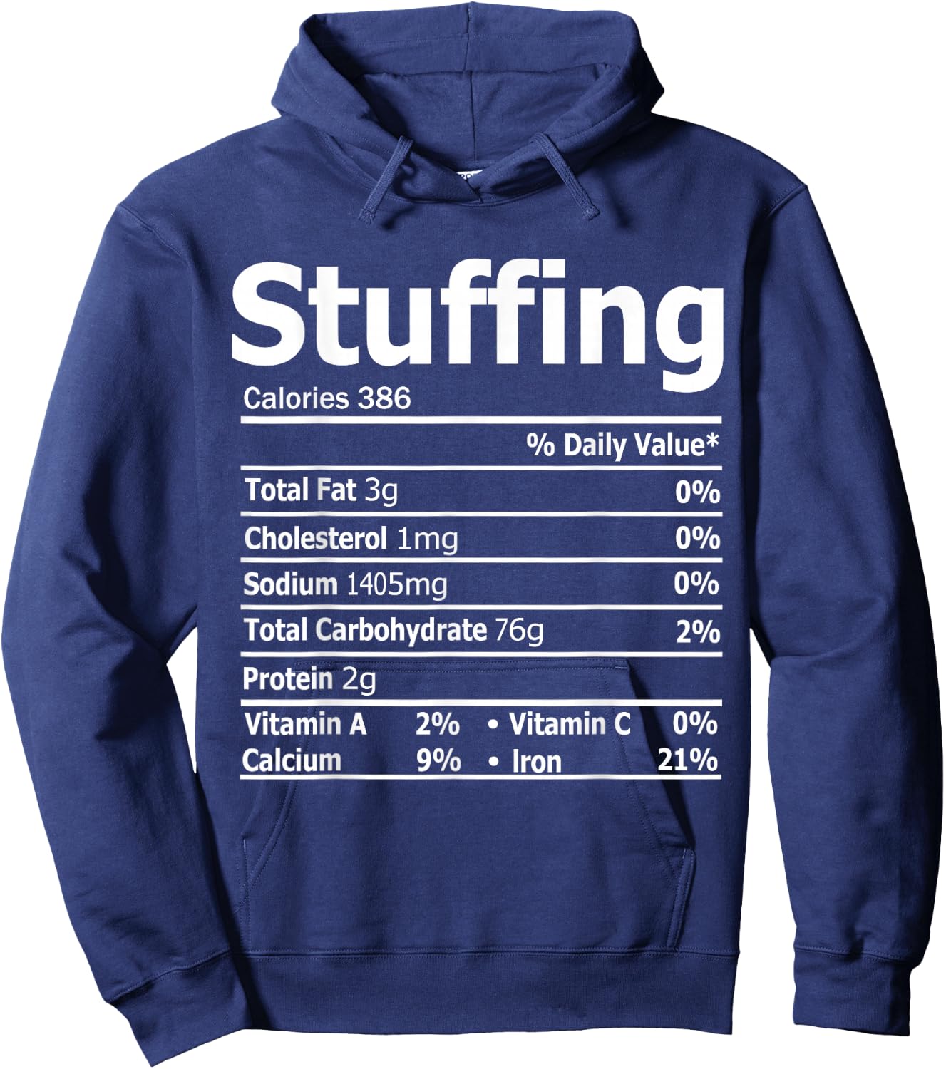 Stuffing Nutrition Facts Thanksgiving Dinner Nutrition Facts Hoodie - Hoodie | Navy