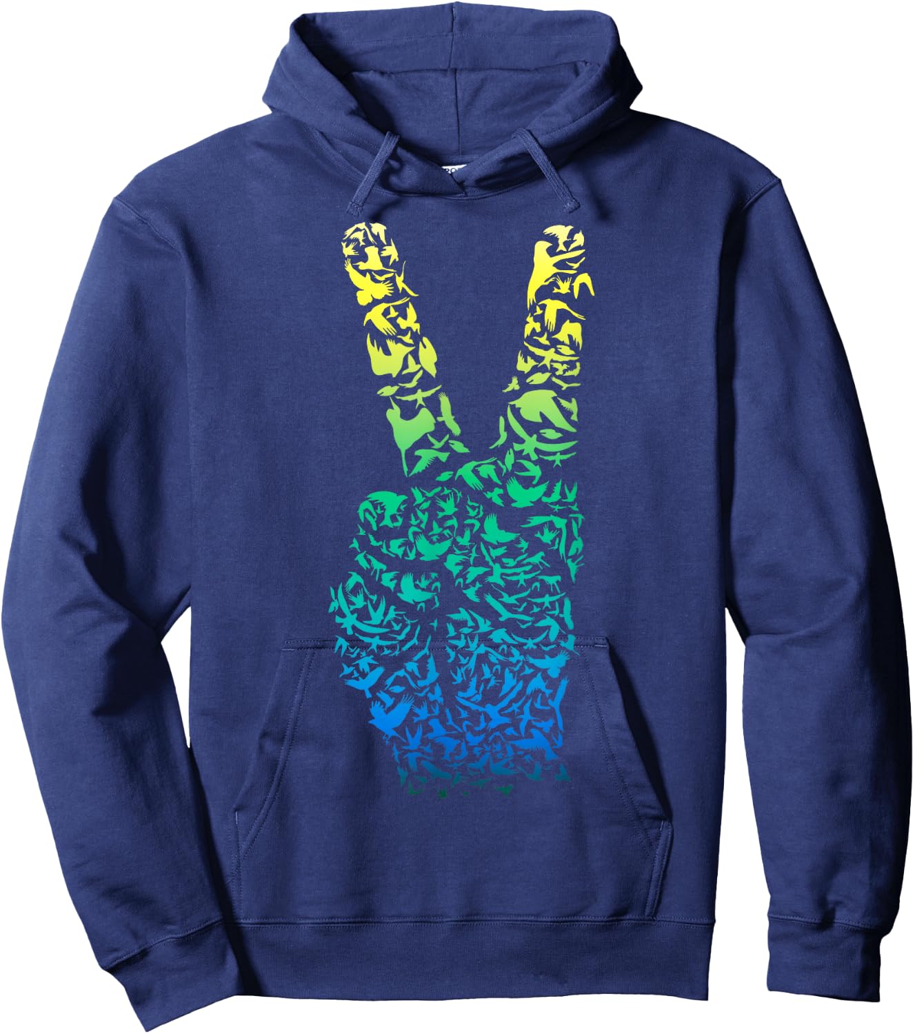 Colorful Birds ASL Finger & Hand Sign Language Peace Hoodie - Hoodie | Navy