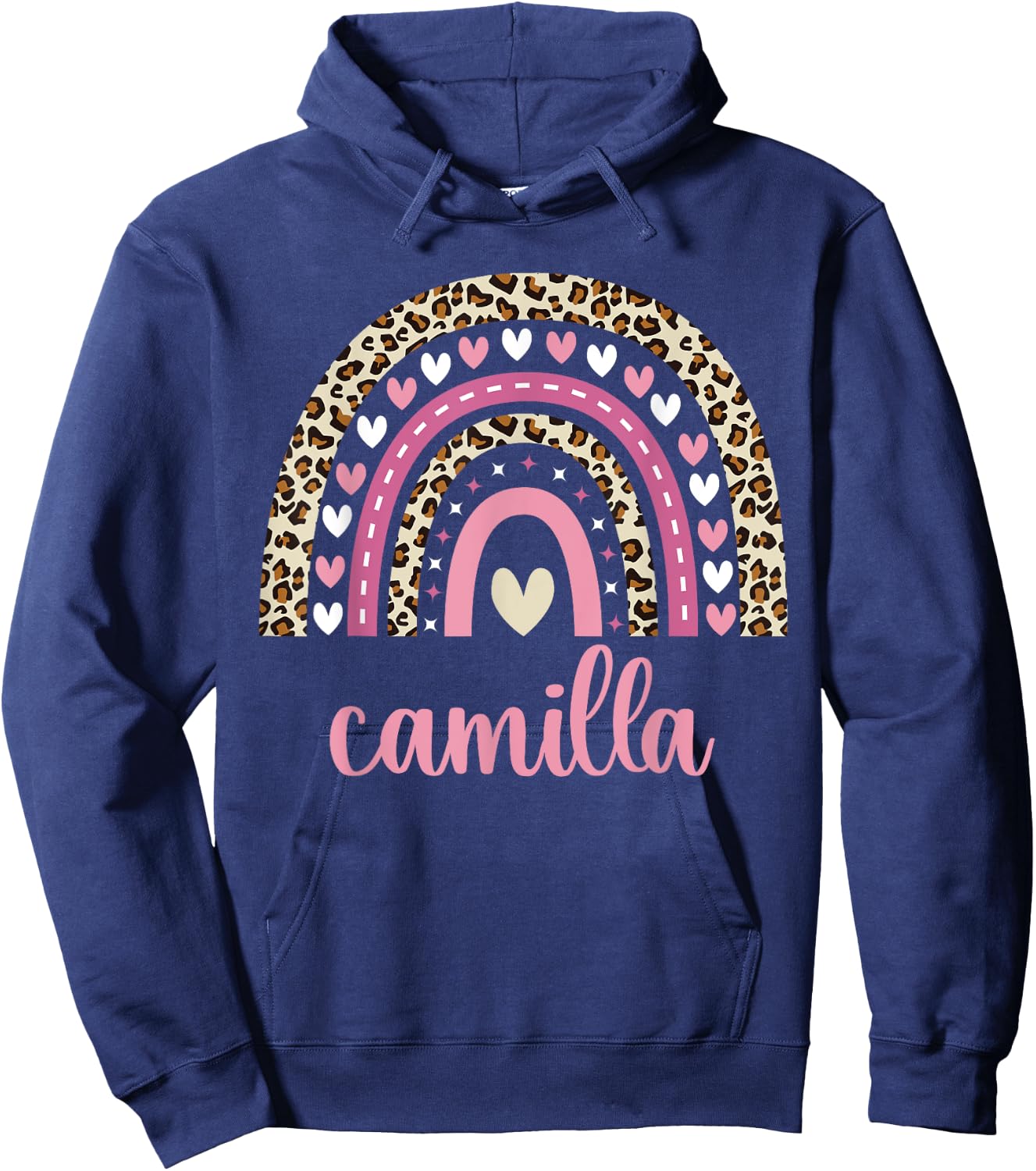 Camilla Rainbow Leopard Personalized Camilla Birthday Hoodie - Hoodie | Navy