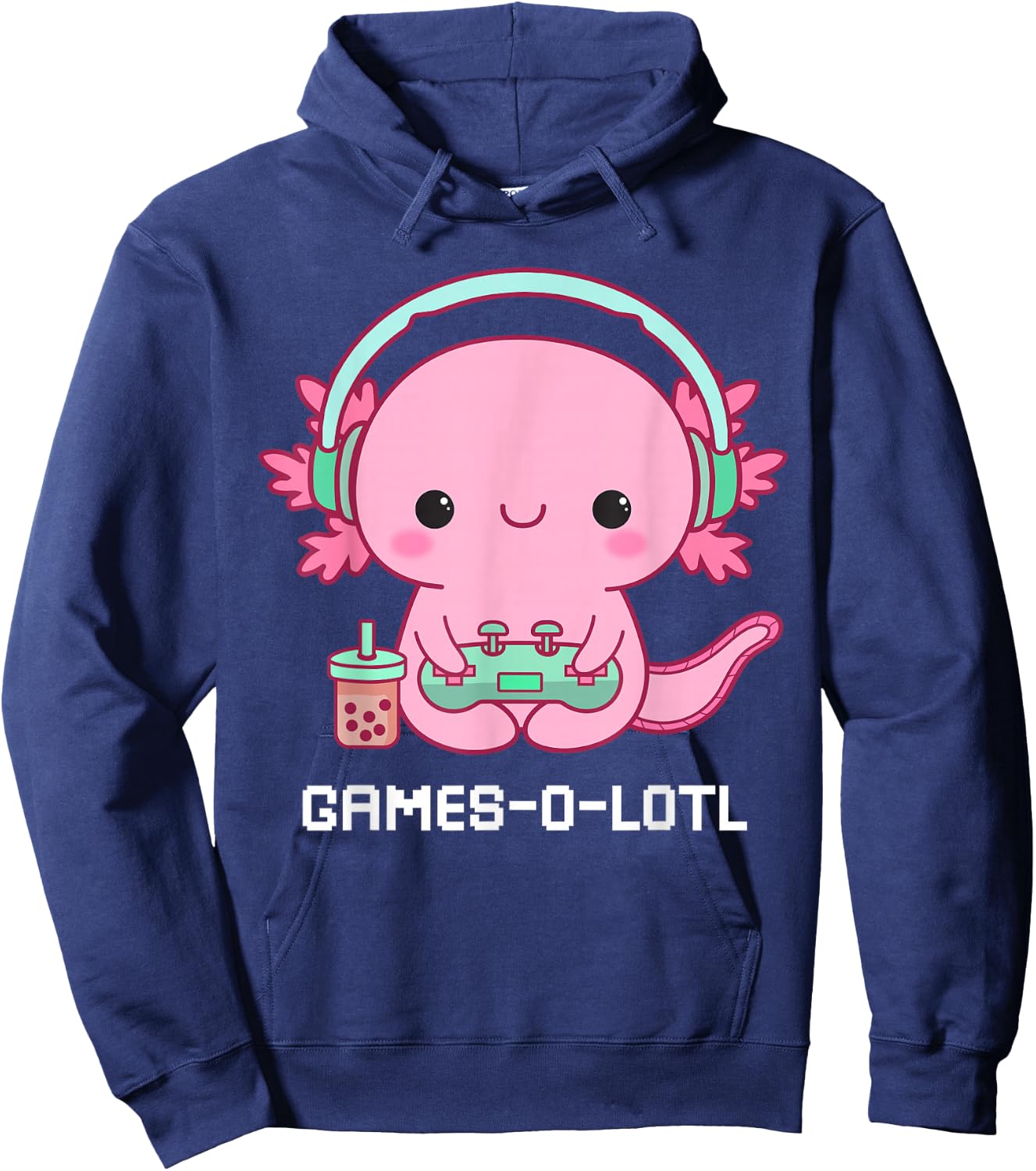 Gamesalotl Axolotl Cute Kawaii Fisch Spielen Videospiele Mädchen Hoodie - Hoodie | Navy