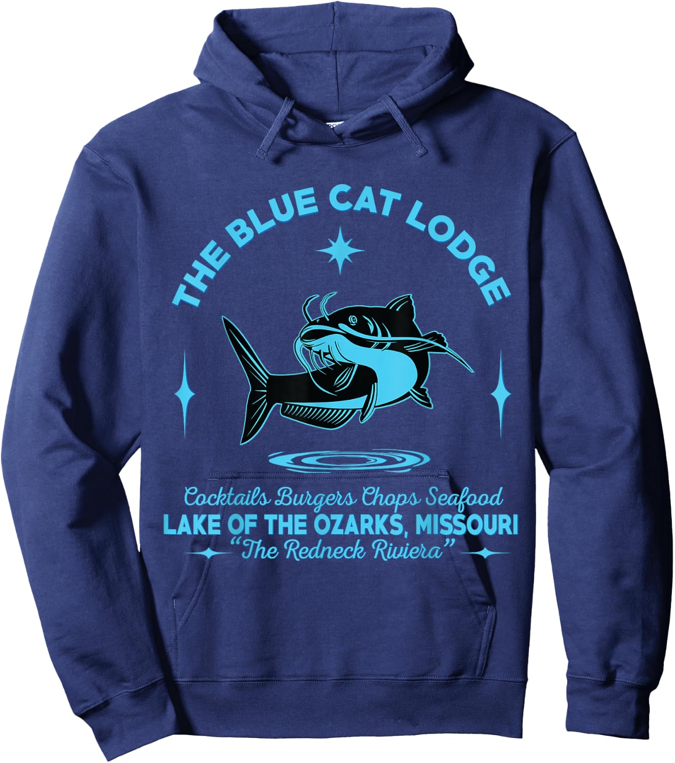 The Blue Cat Lodge lake of the ozarks Missouri classic fish Women Hoodie - Hoodie | Navy